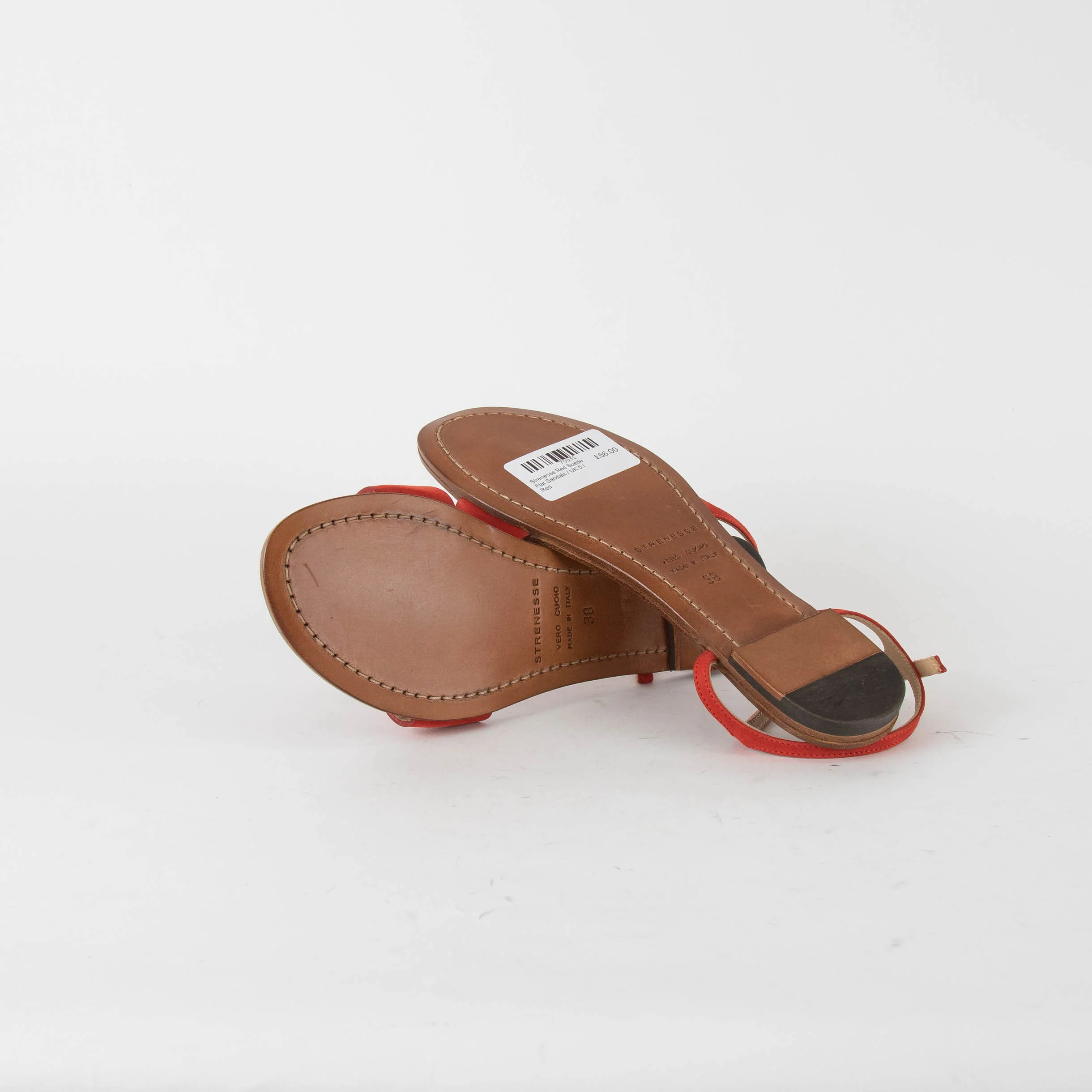 Strenesse Red Suede Flat Sandals - Image 6