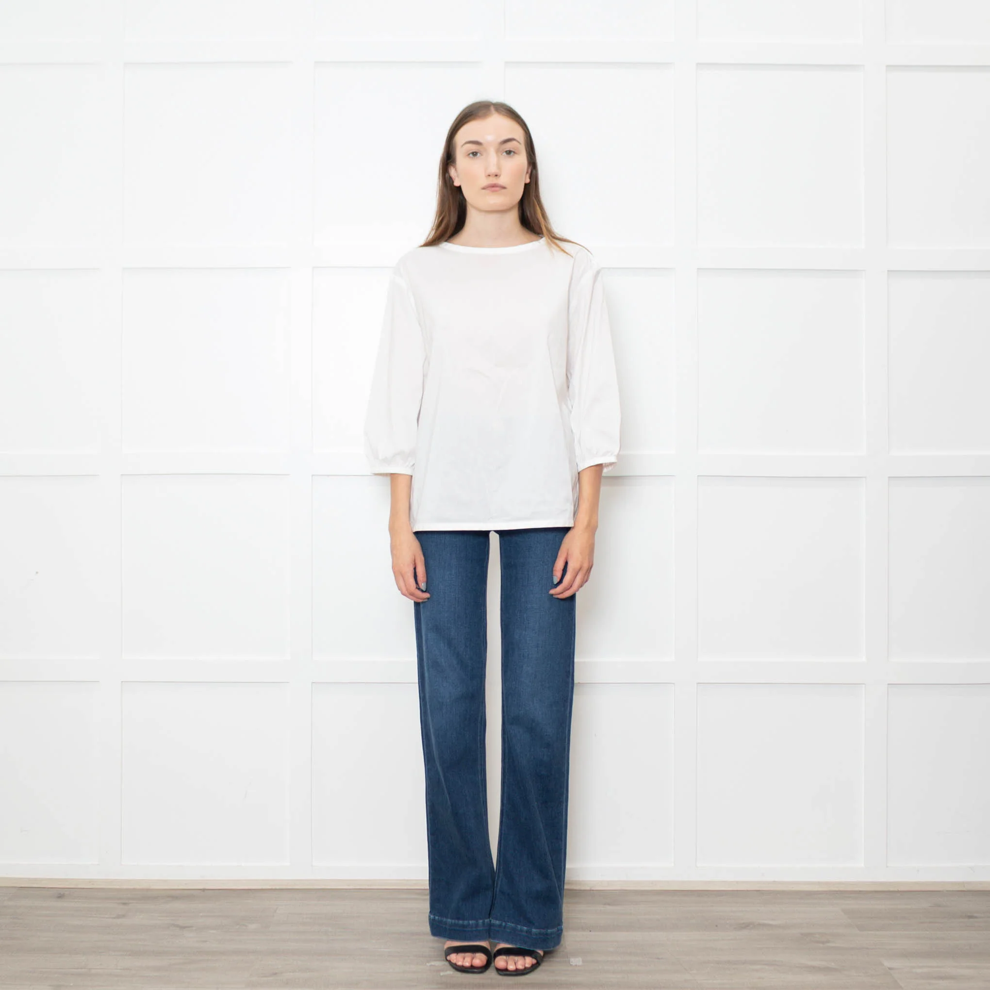 Strenesse White Cotton Zip Shoulder Detail Top