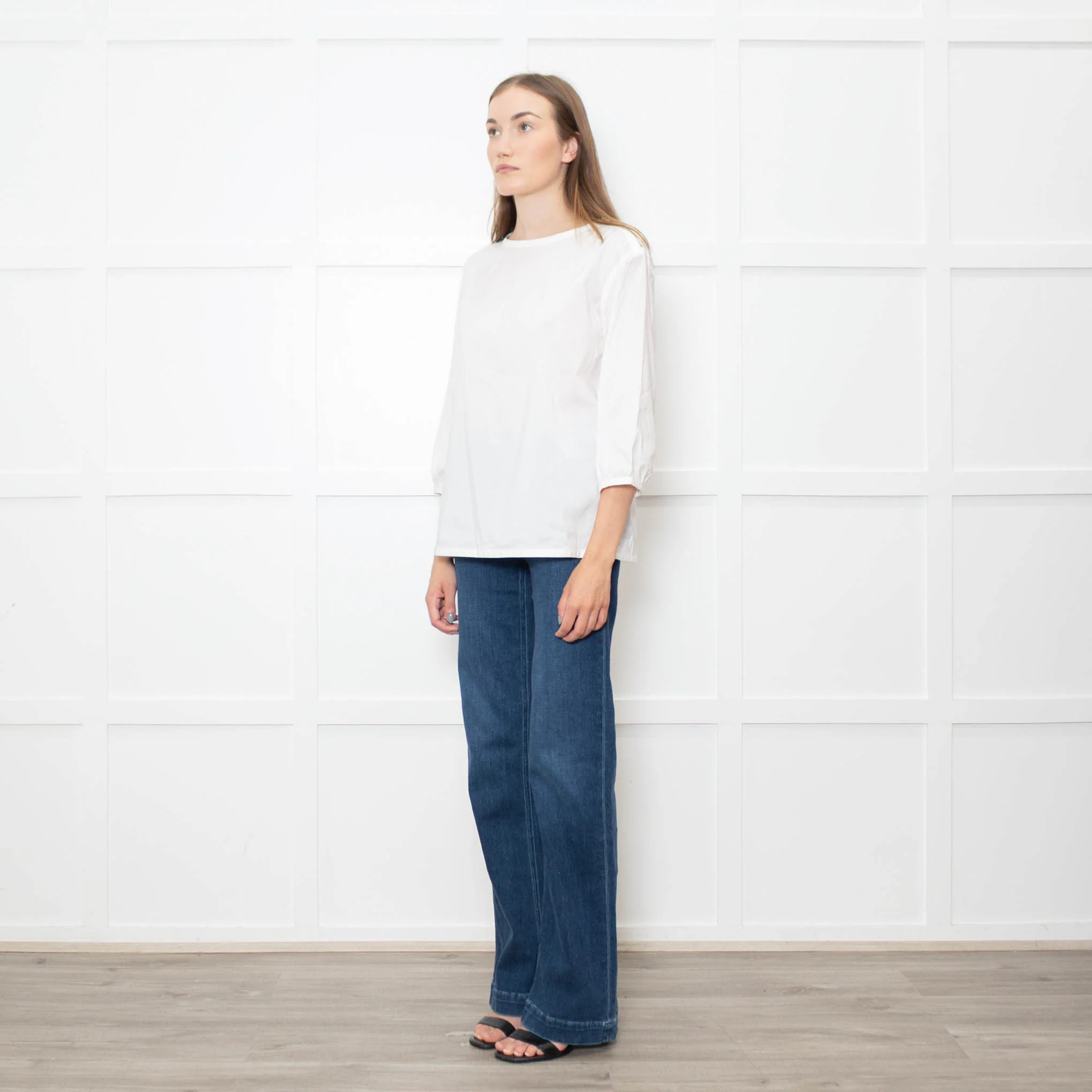 Strenesse White Cotton Zip Shoulder Detail Top - Image 3