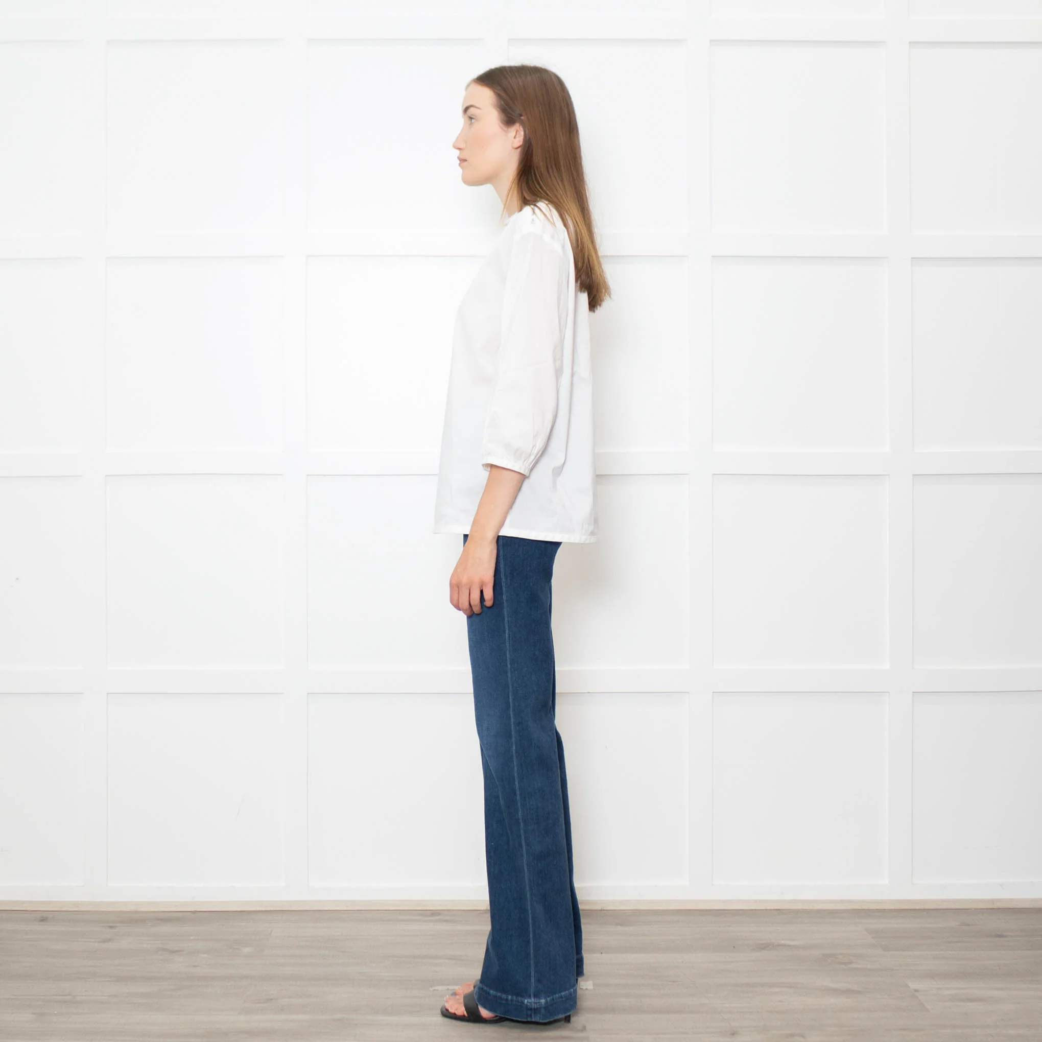 Strenesse White Cotton Zip Shoulder Detail Top - Image 4