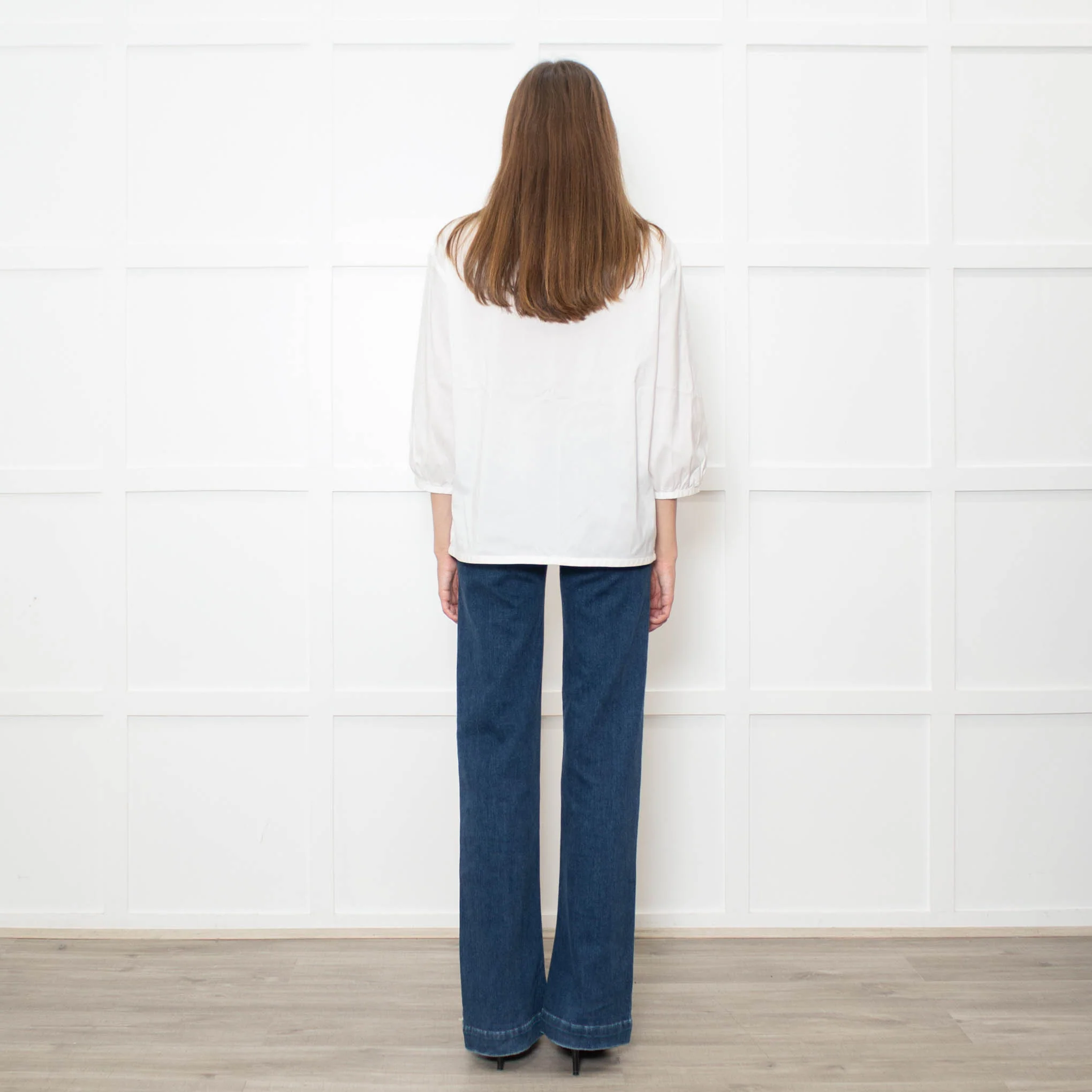 Strenesse White Cotton Zip Shoulder Detail Top - Image 5