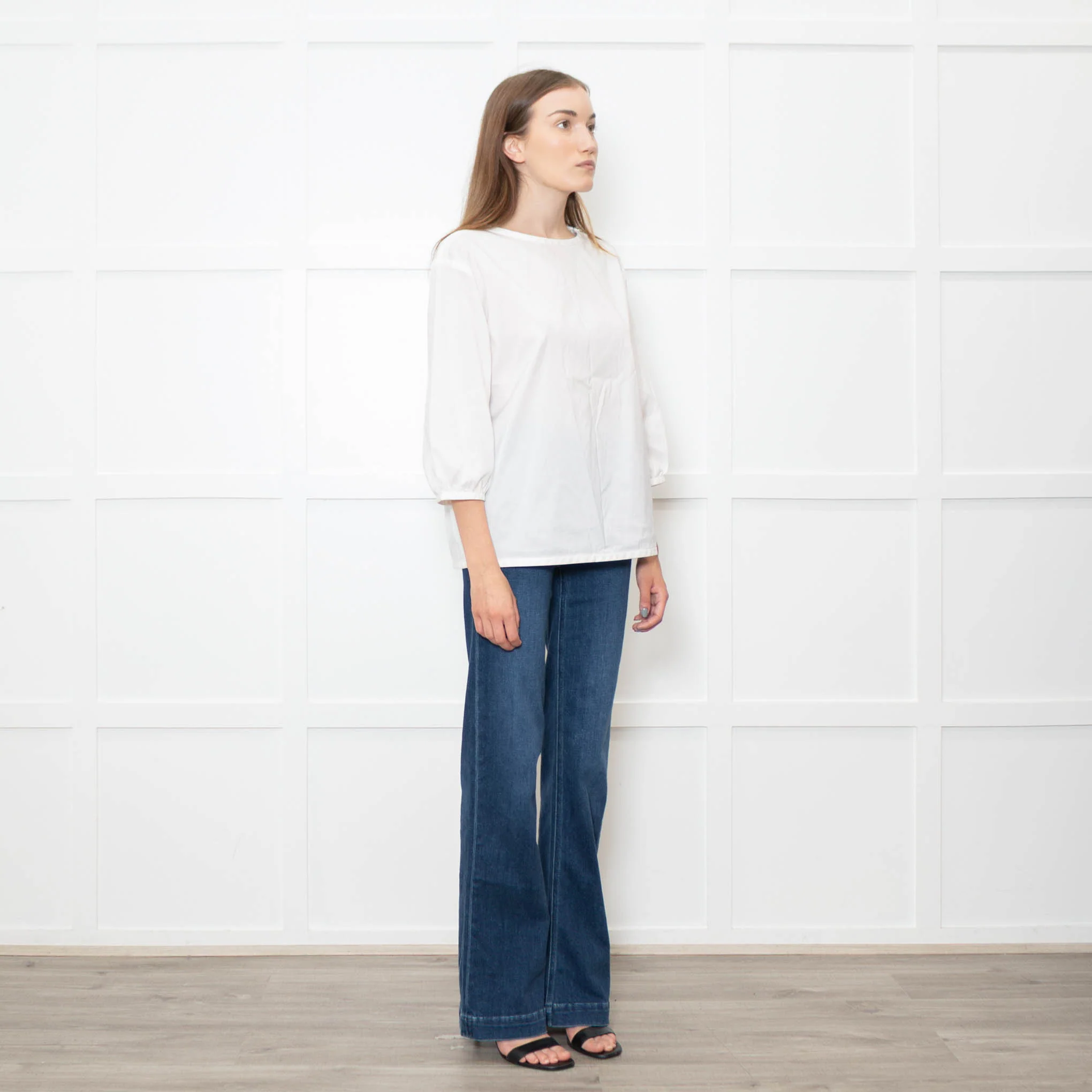 Strenesse White Cotton Zip Shoulder Detail Top - Image 7