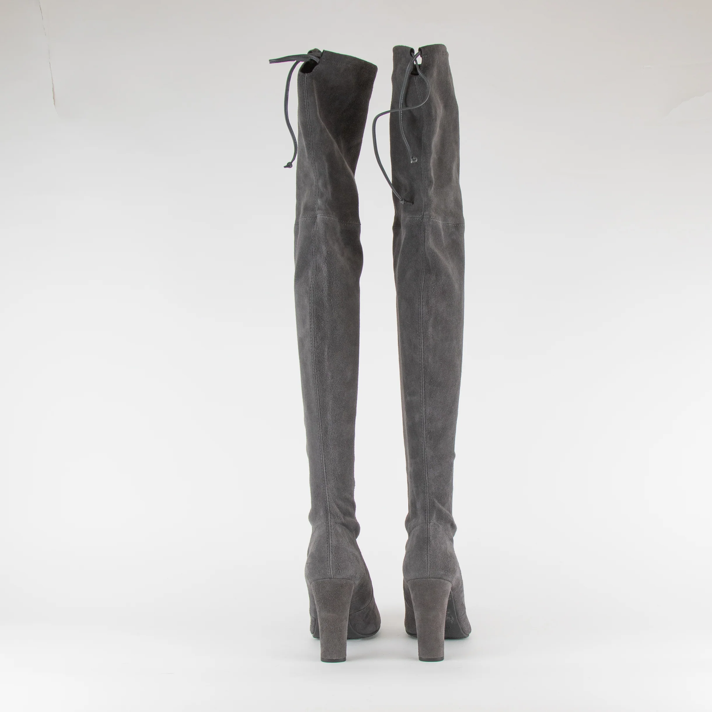 Stuart Weitzman Grey Suede Over The Knee Heeled Boots - Image 4