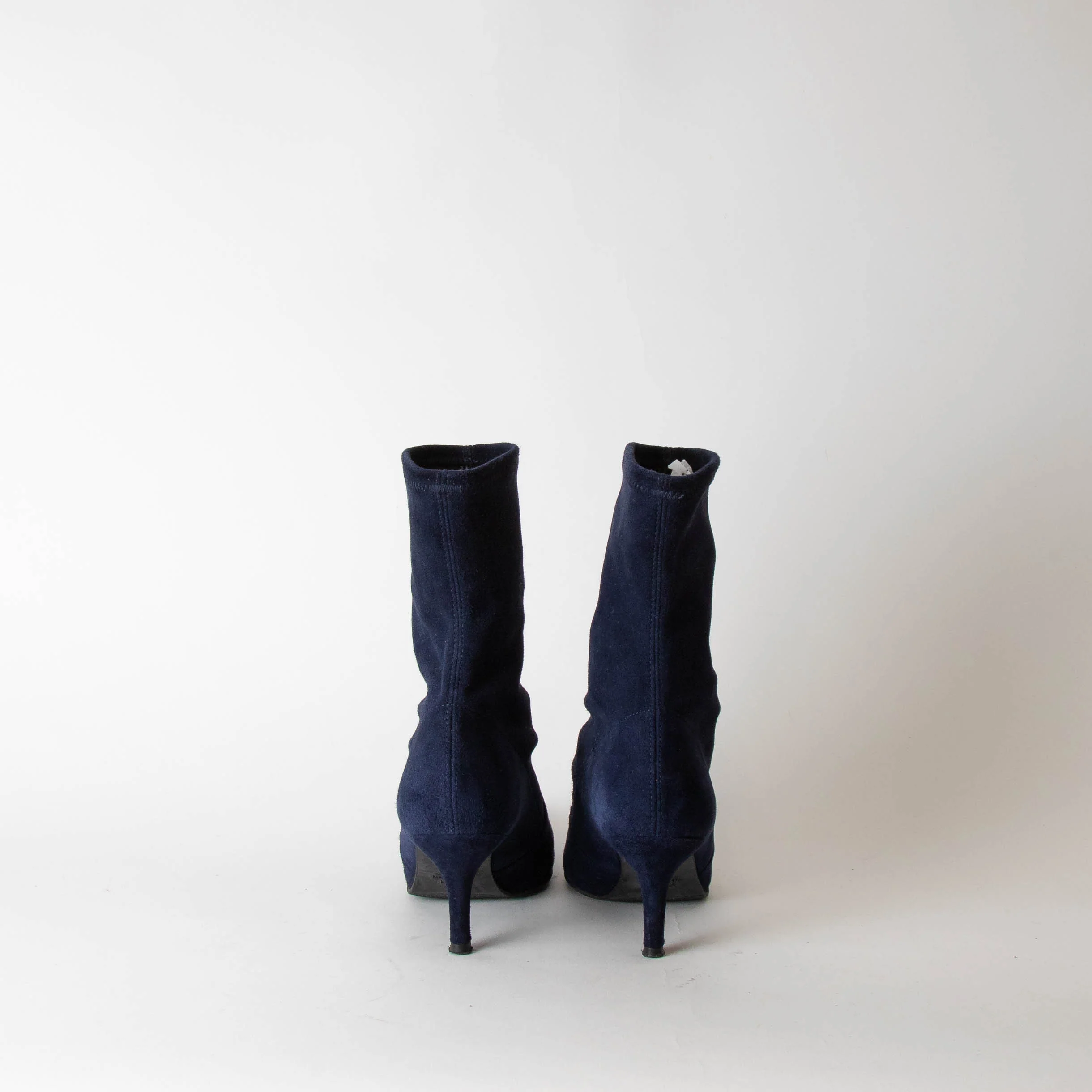 Stuart Weitzman Navy Suede Sock Ankle Boot - Image 4