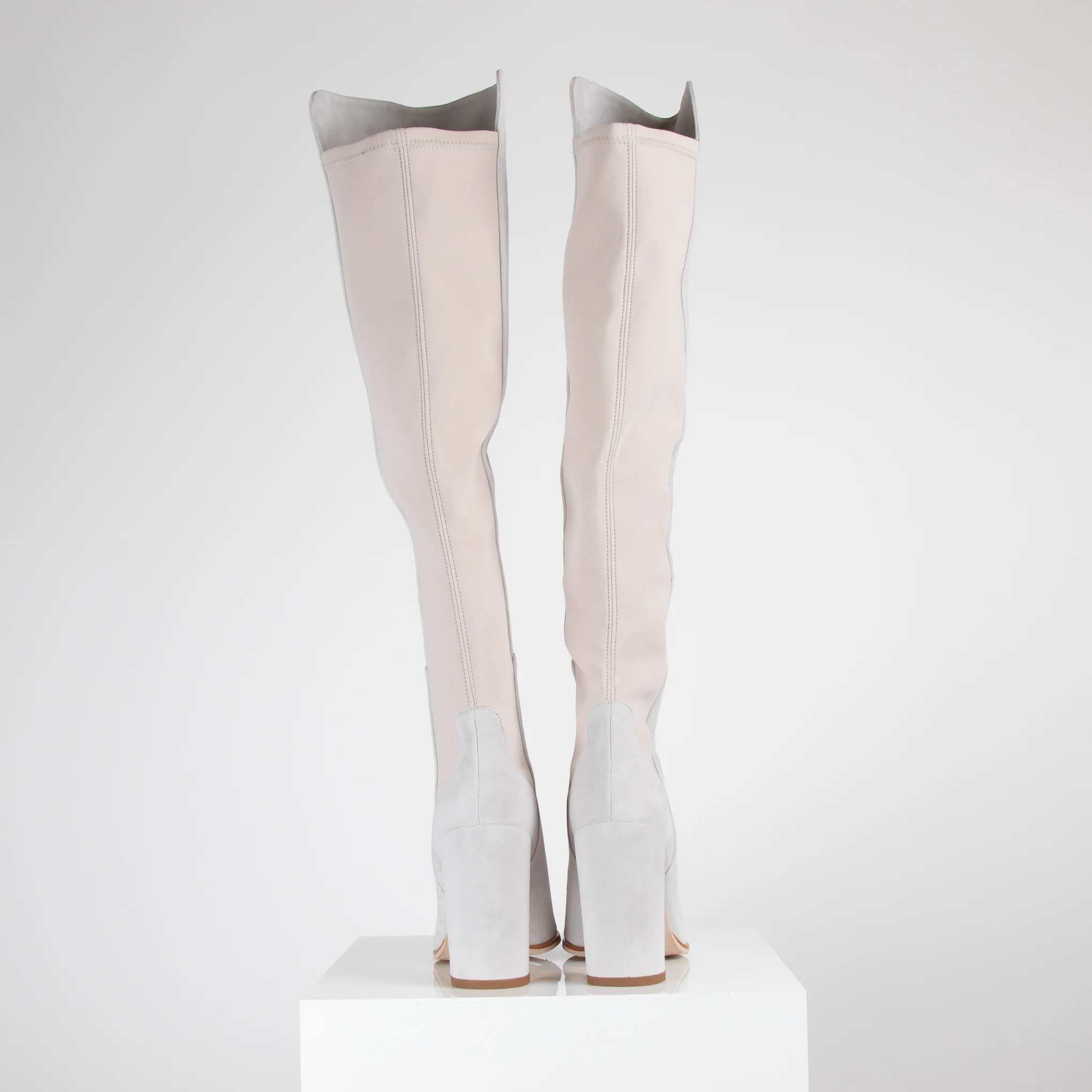 Stuart Weitzman Pale Grey Knee Boots - Image 4