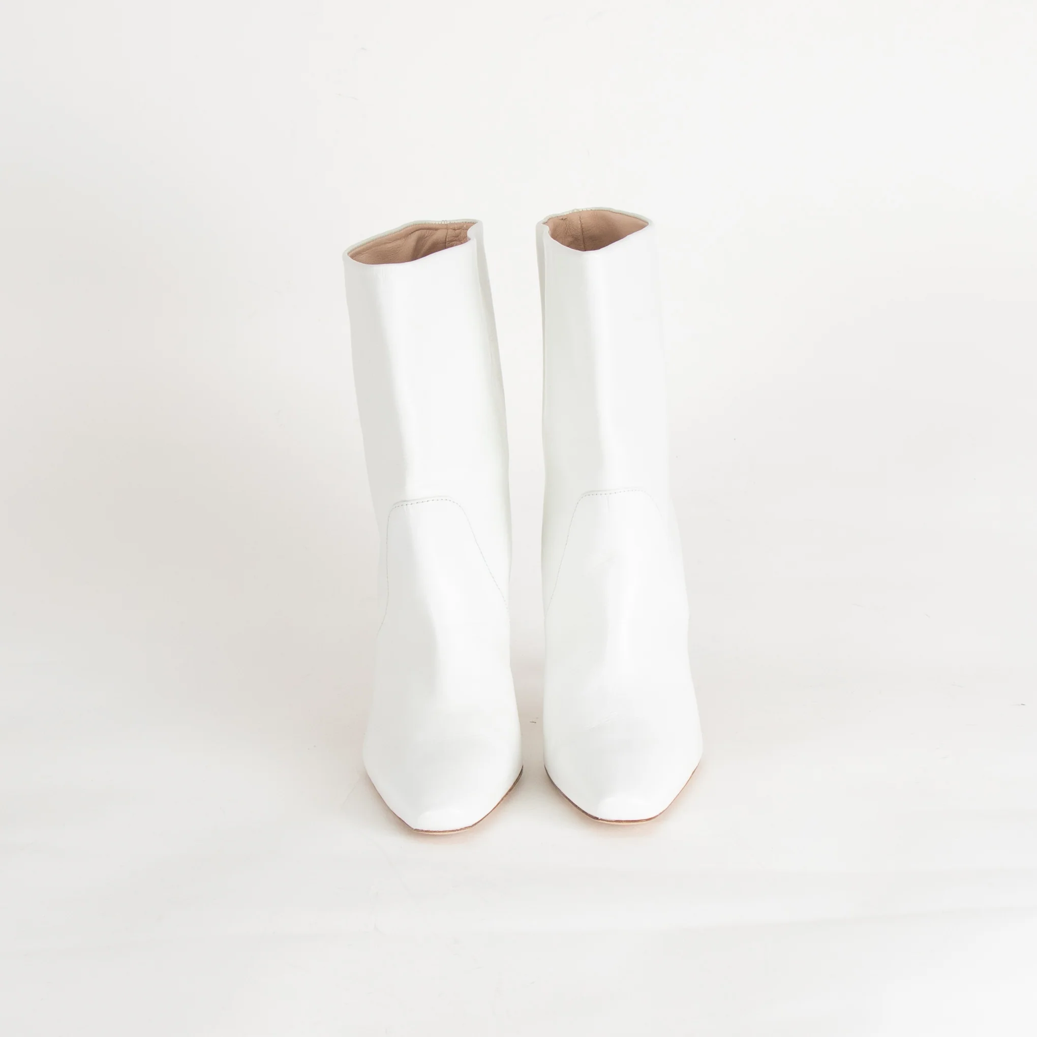Stuart Weitzman White Leather Mid Heel Boots - Image 4