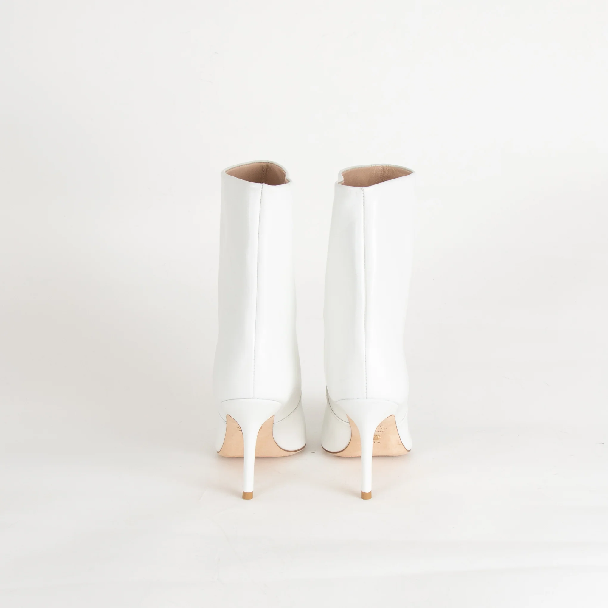 Stuart Weitzman White Leather Mid Heel Boots - Image 6