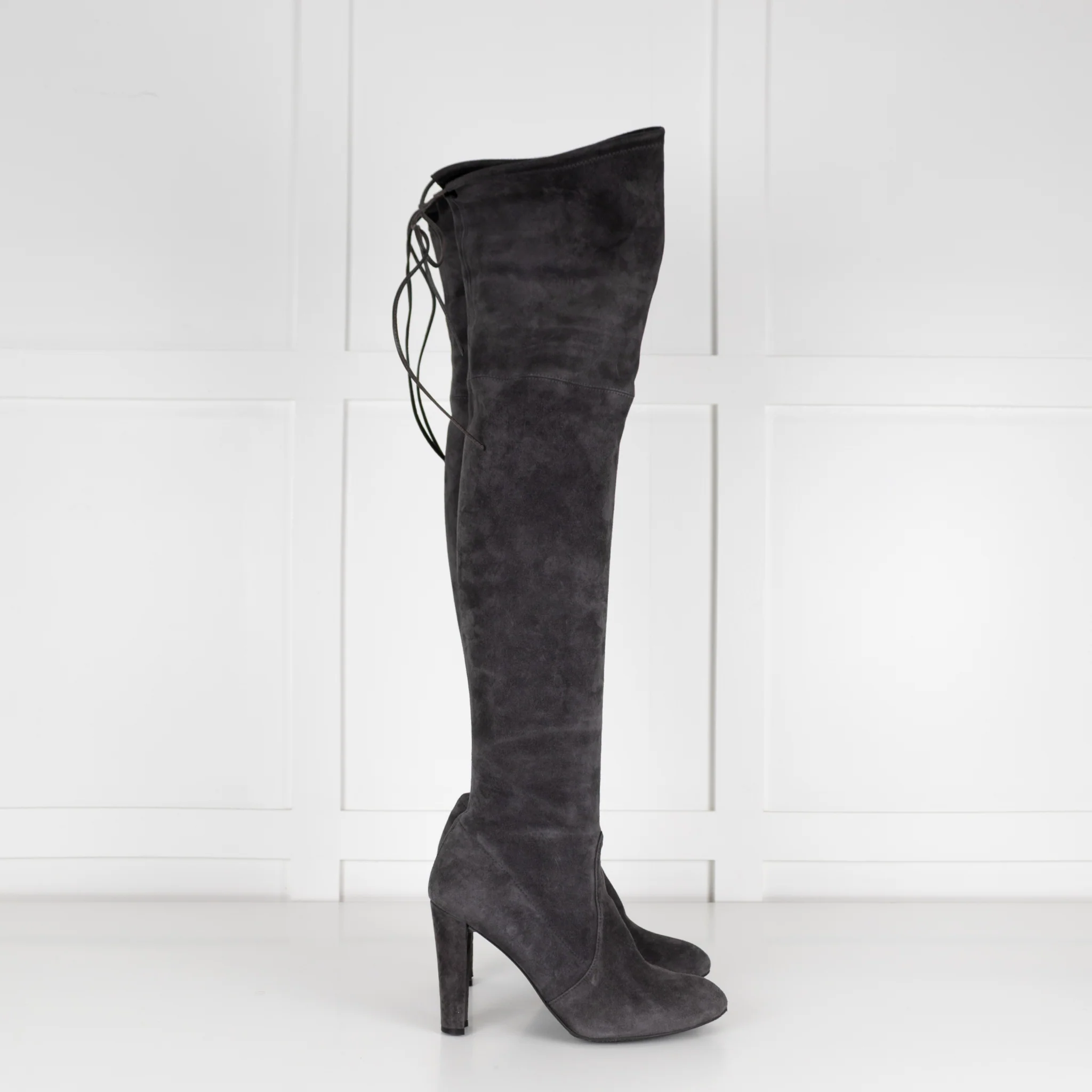 Stuart Weizman Grey Stretch Over Knee Boots - Image 6