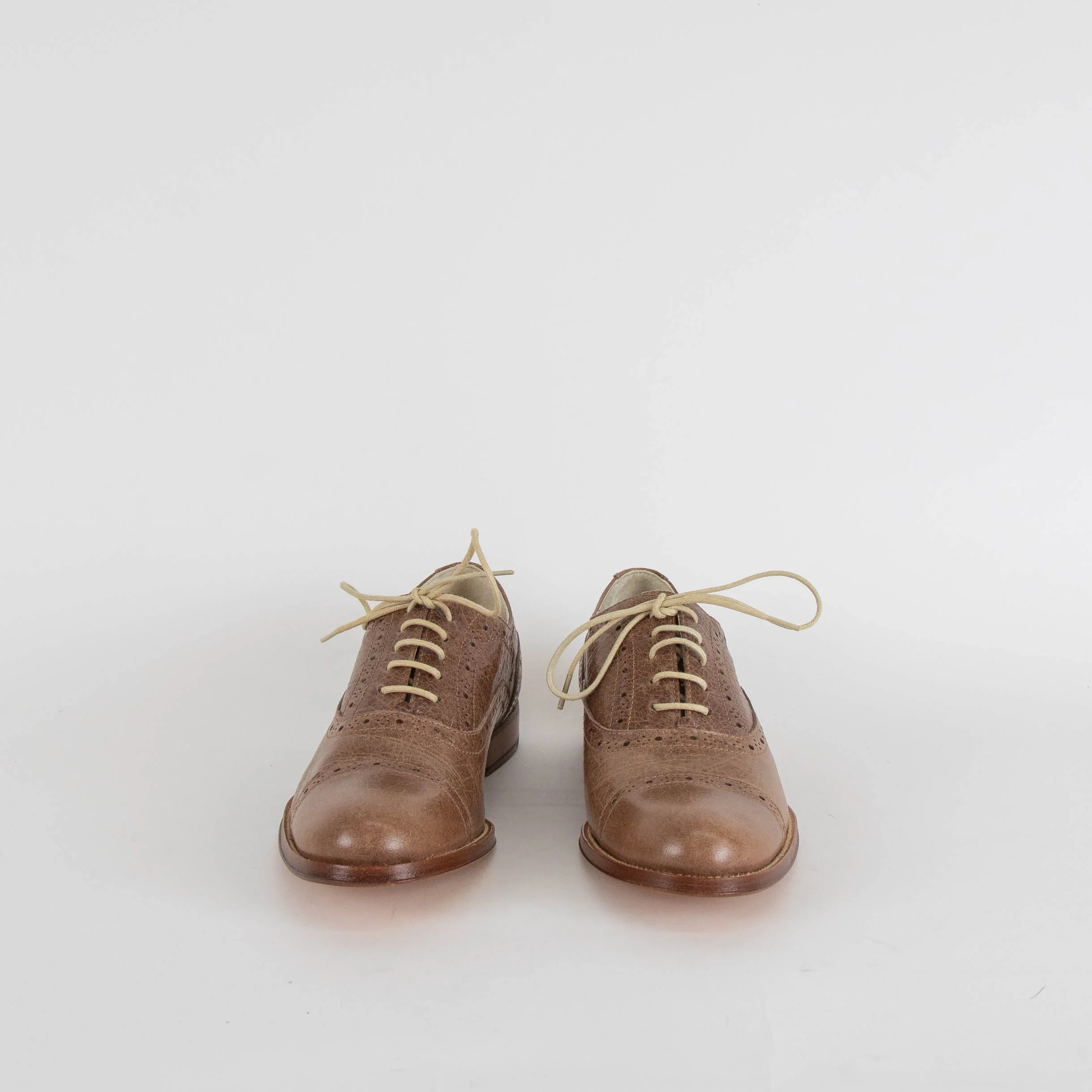 Studio Pollini Beige Leather Lace Up Flat Shoes - Image 2