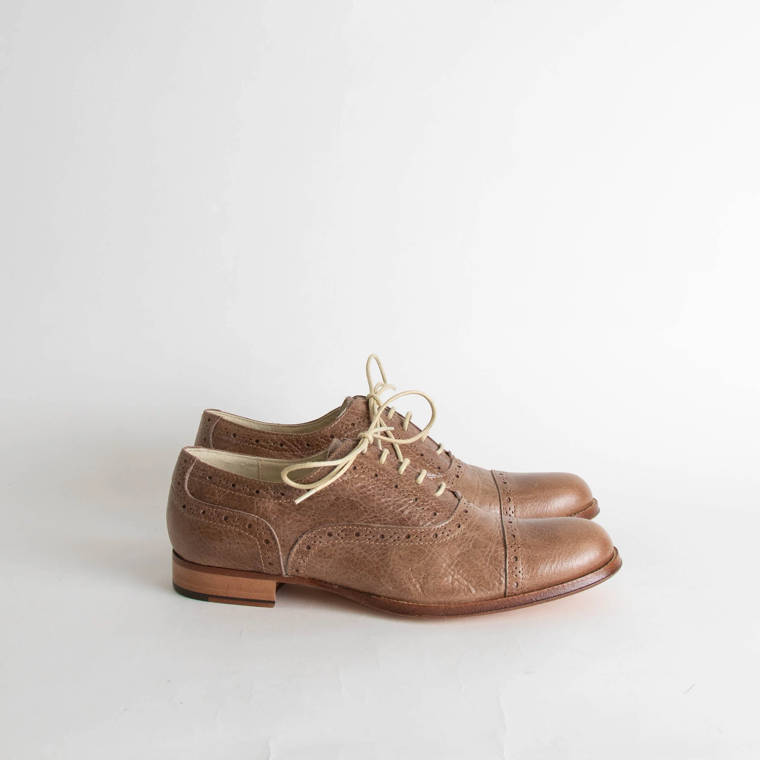 Studio Pollini Beige Leather Lace Up Flat Shoes - Image 5