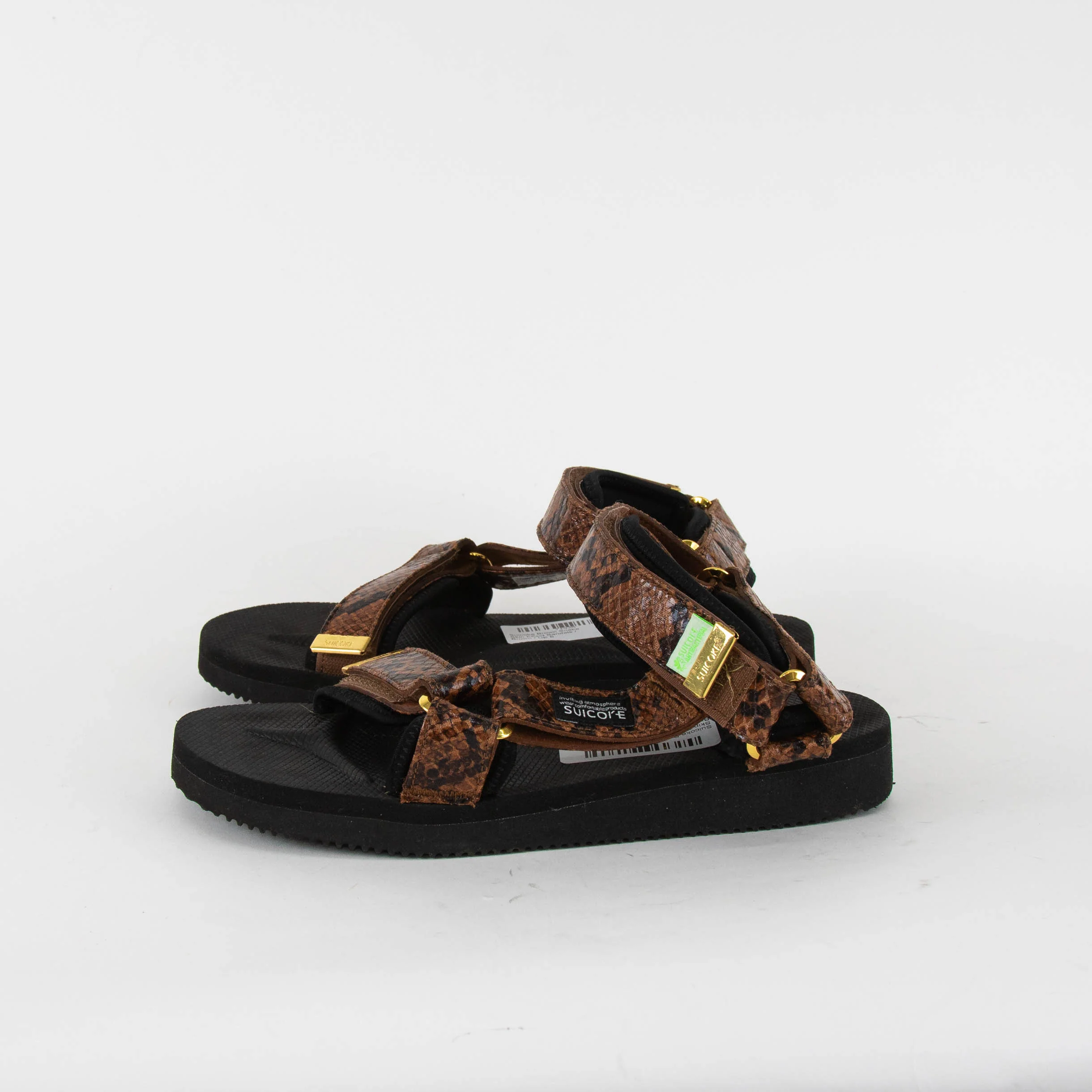 Suicoke Brown Snake Skin Effect Sandals - Image 3