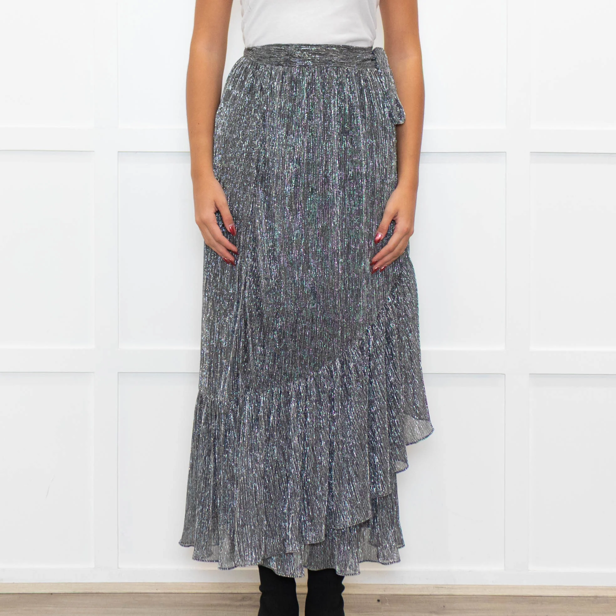 Suncoo Silver Lurex Wrap Skirt - Image 2