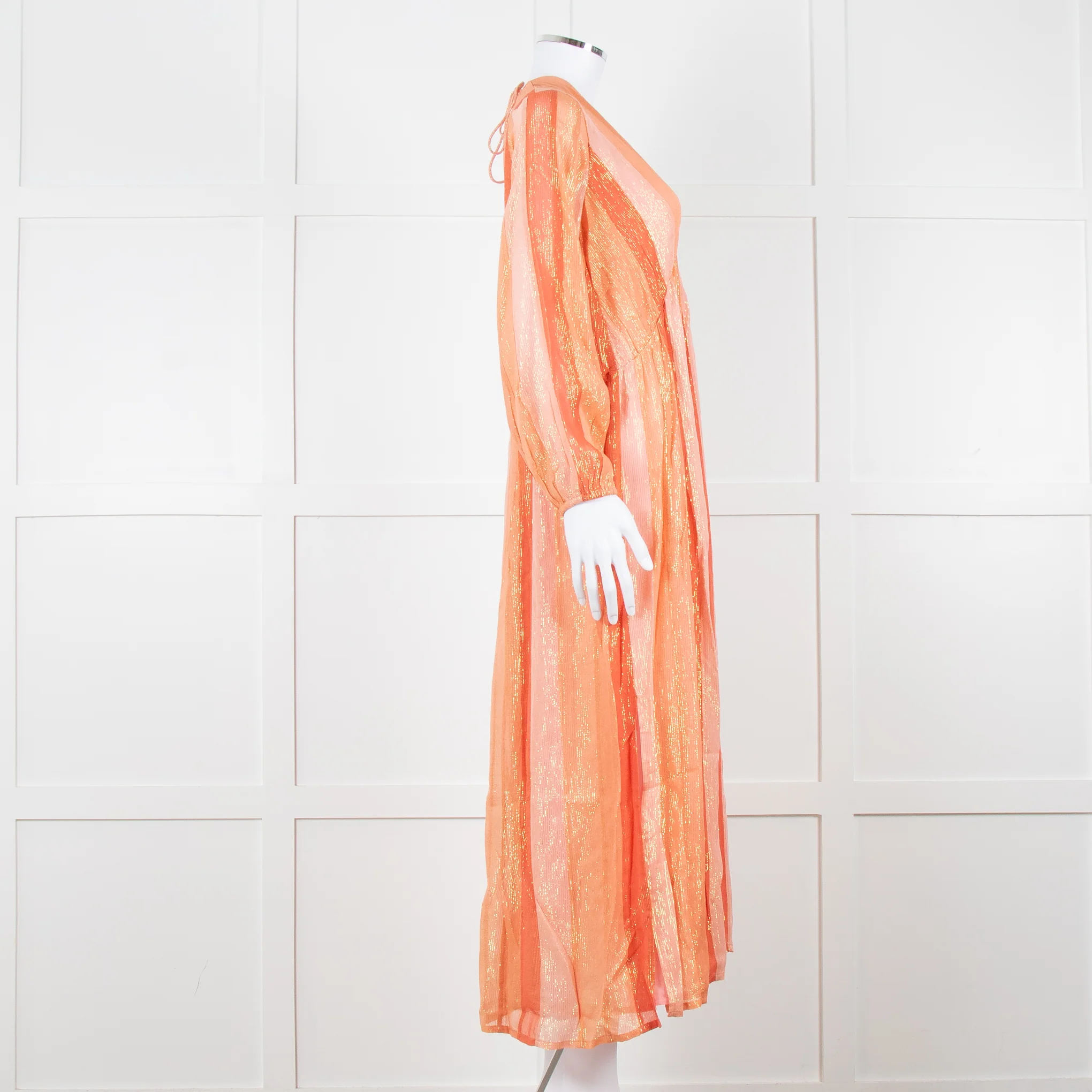 Sundress Orange Tone Stripe Dress with Lurex Threads - Image 3