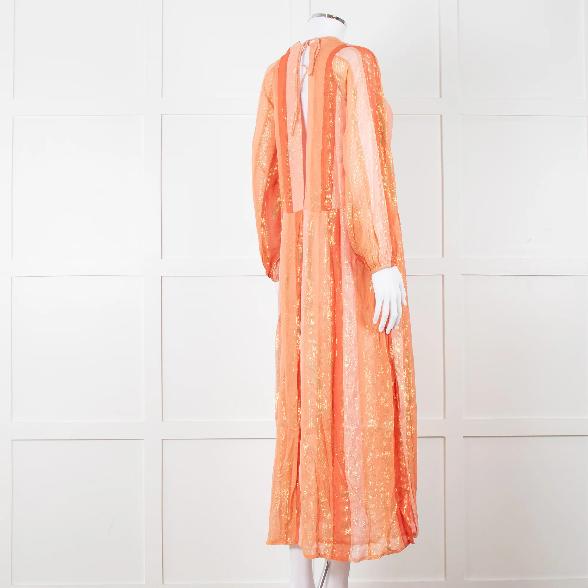 Sundress Orange Tone Stripe Dress with Lurex Threads - Image 4