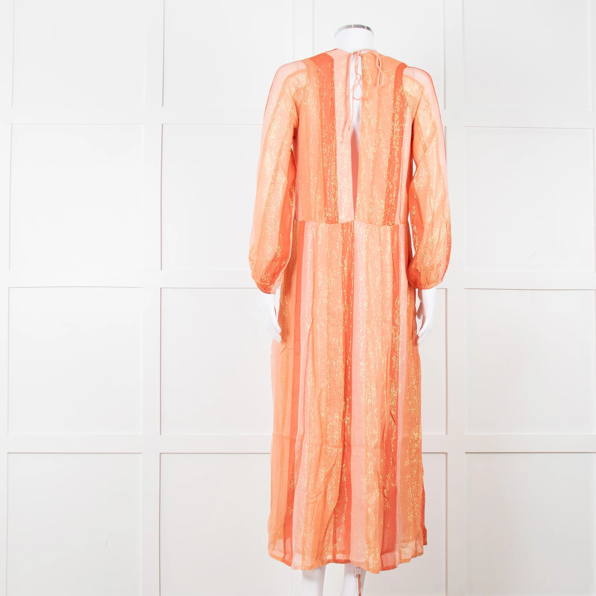 Sundress Orange Tone Stripe Dress with Lurex Threads - Image 5