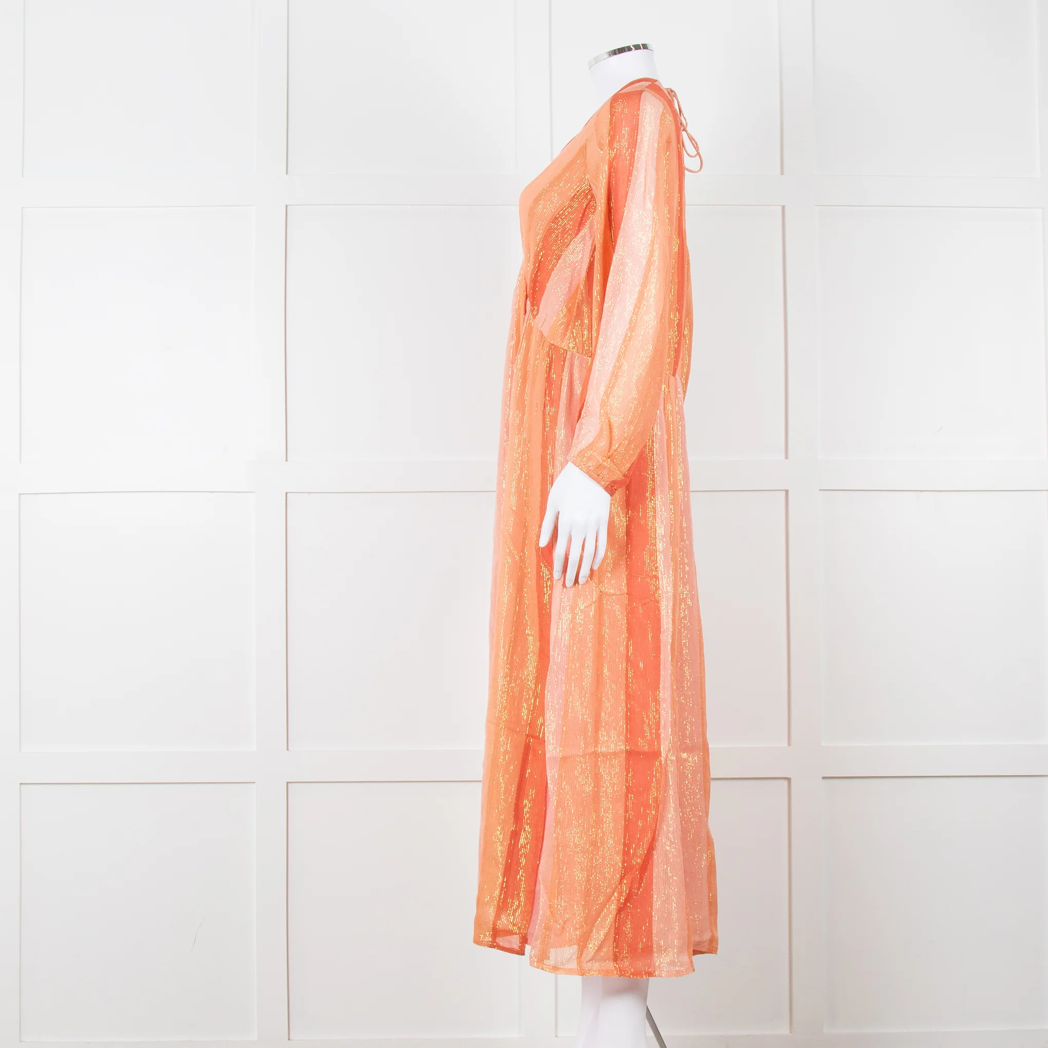 Sundress Orange Tone Stripe Dress with Lurex Threads - Image 7