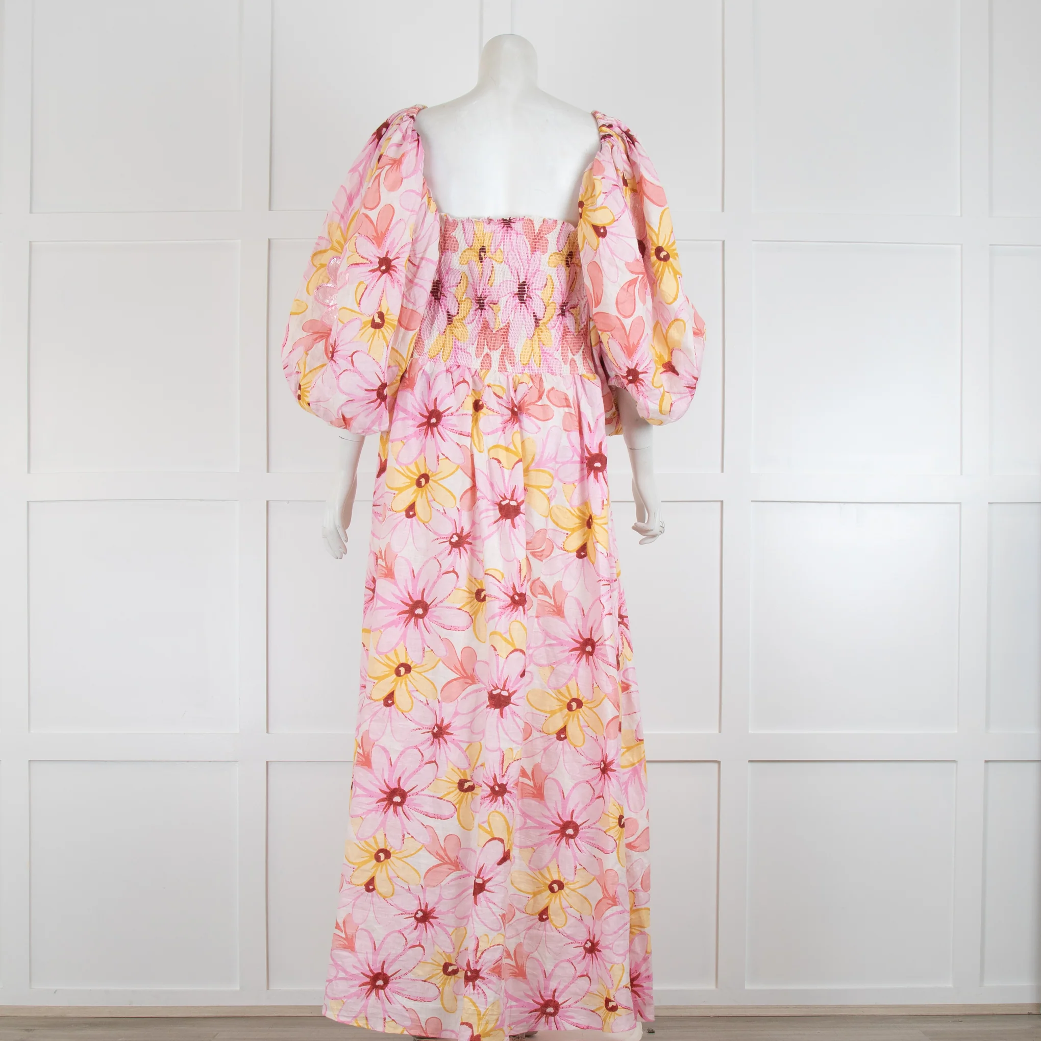 Sundress Pink Floral Emilia Linen Maxi Dress - Image 3