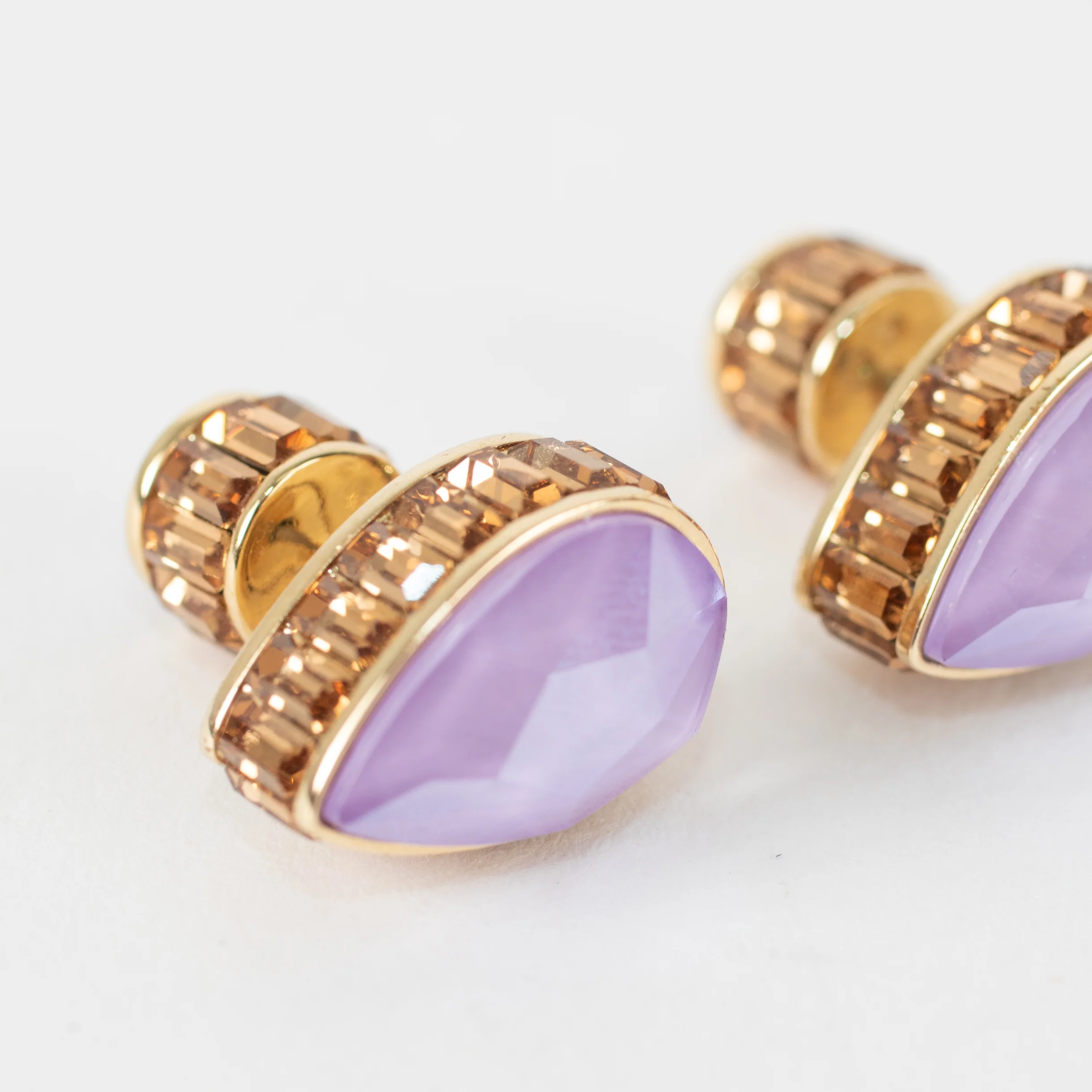 Swarovski Gold Lilac Tear Shape Stud Earrings - Image 2