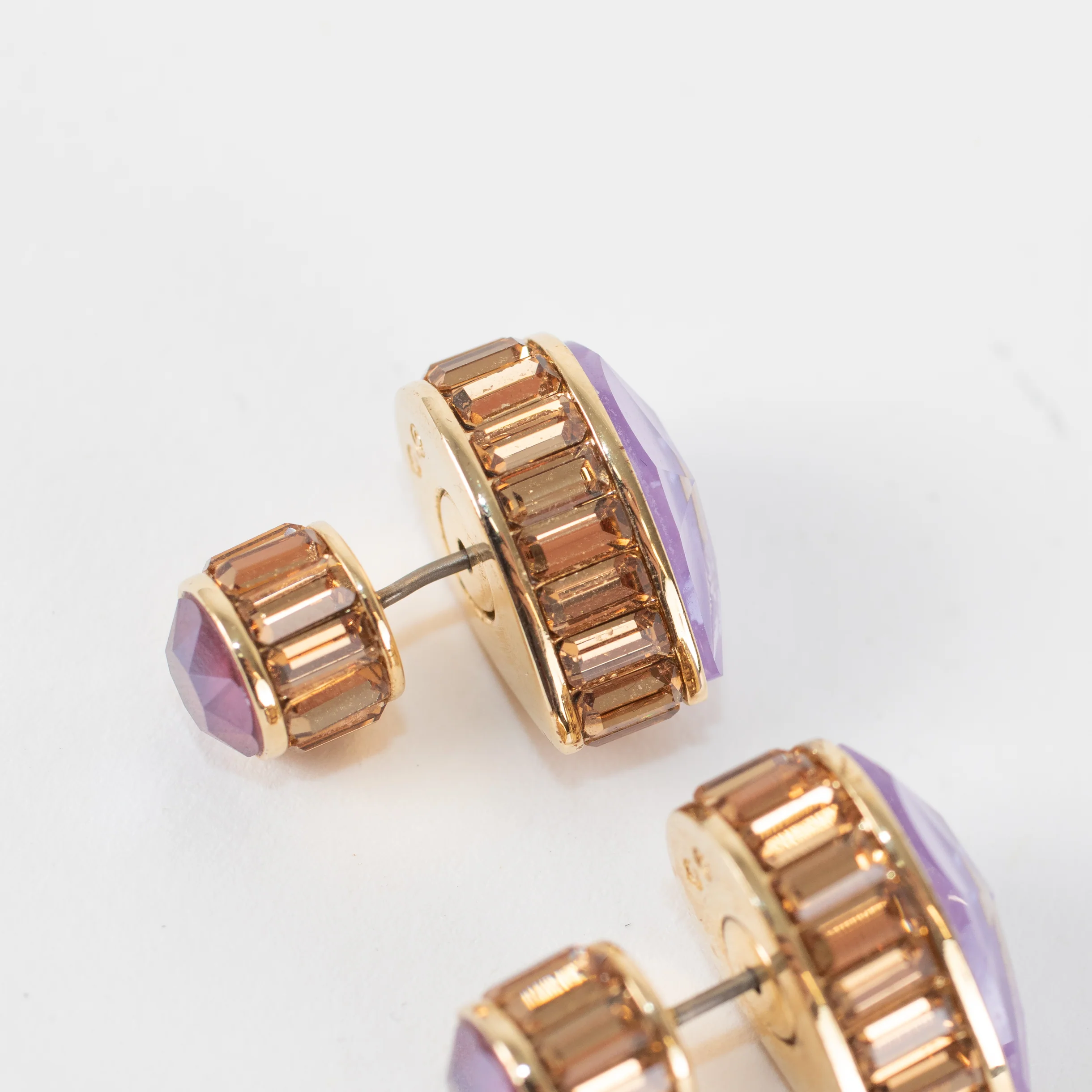 Swarovski Gold Lilac Tear Shape Stud Earrings - Image 5