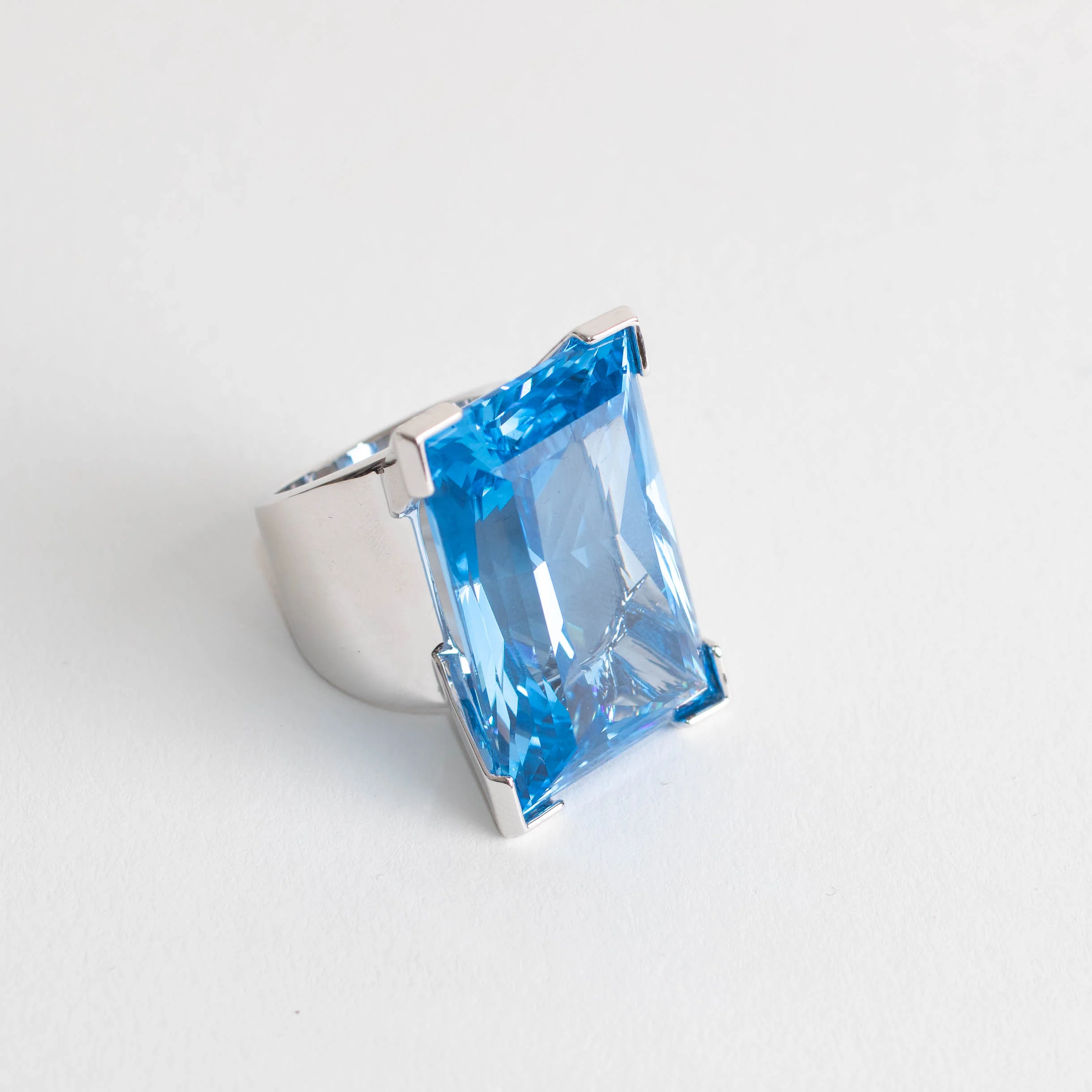 Swarovski Silver Blue Moonshine Crystal Statement Ring - Image 2