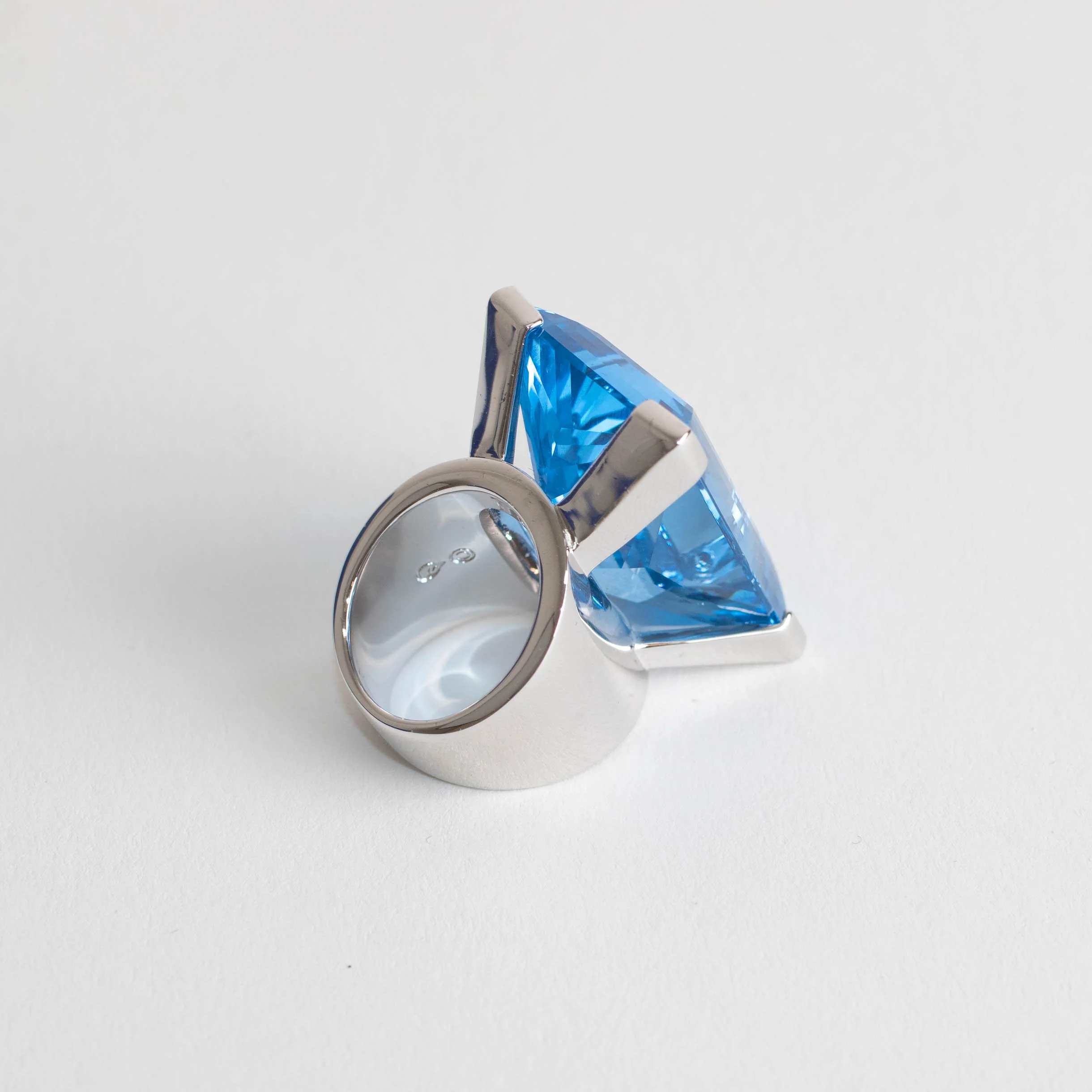 Swarovski Silver Blue Moonshine Crystal Statement Ring - Image 3
