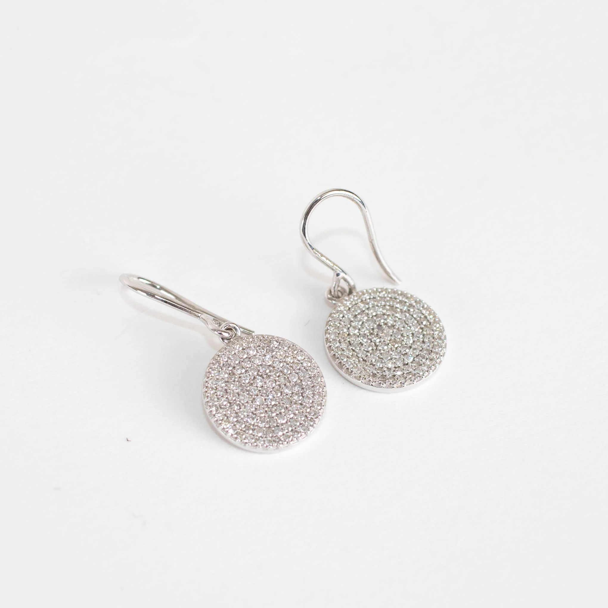 Sydney Evan 14k White Gold Disc Drop Earrings - Image 2