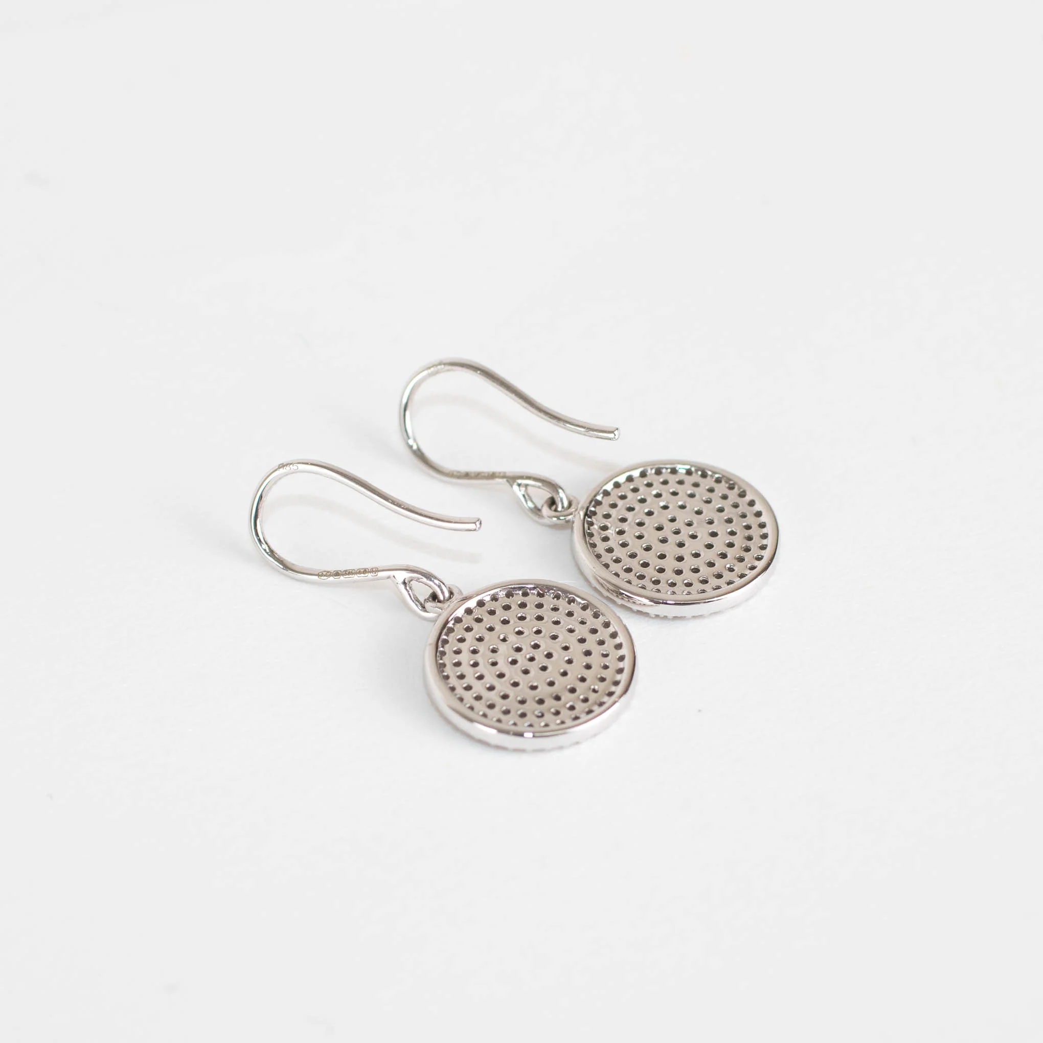 Sydney Evan 14k White Gold Disc Drop Earrings - Image 3