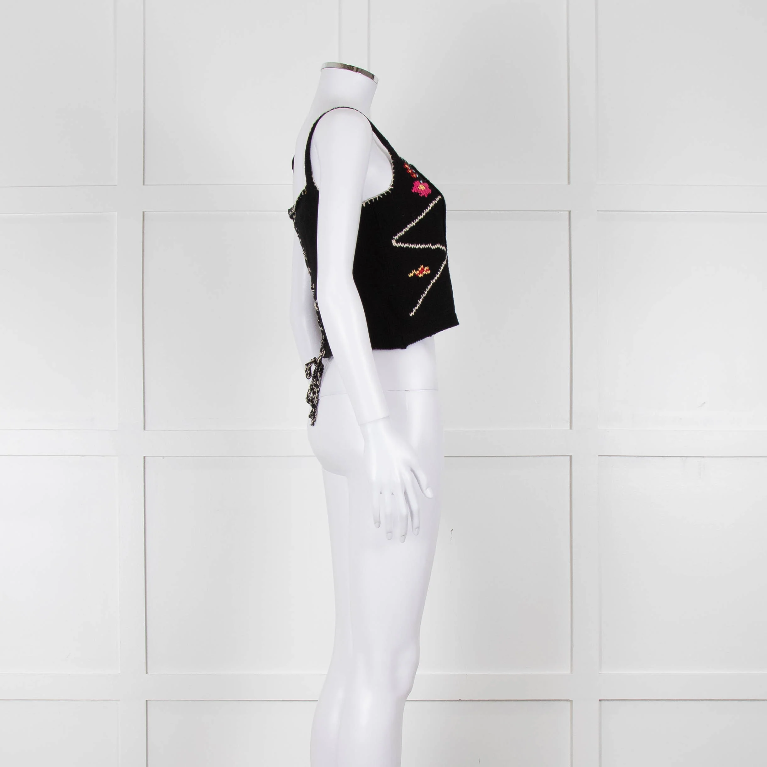 Tach Clothing Black Knitted Crop Top with Flower Motifs - Image 3