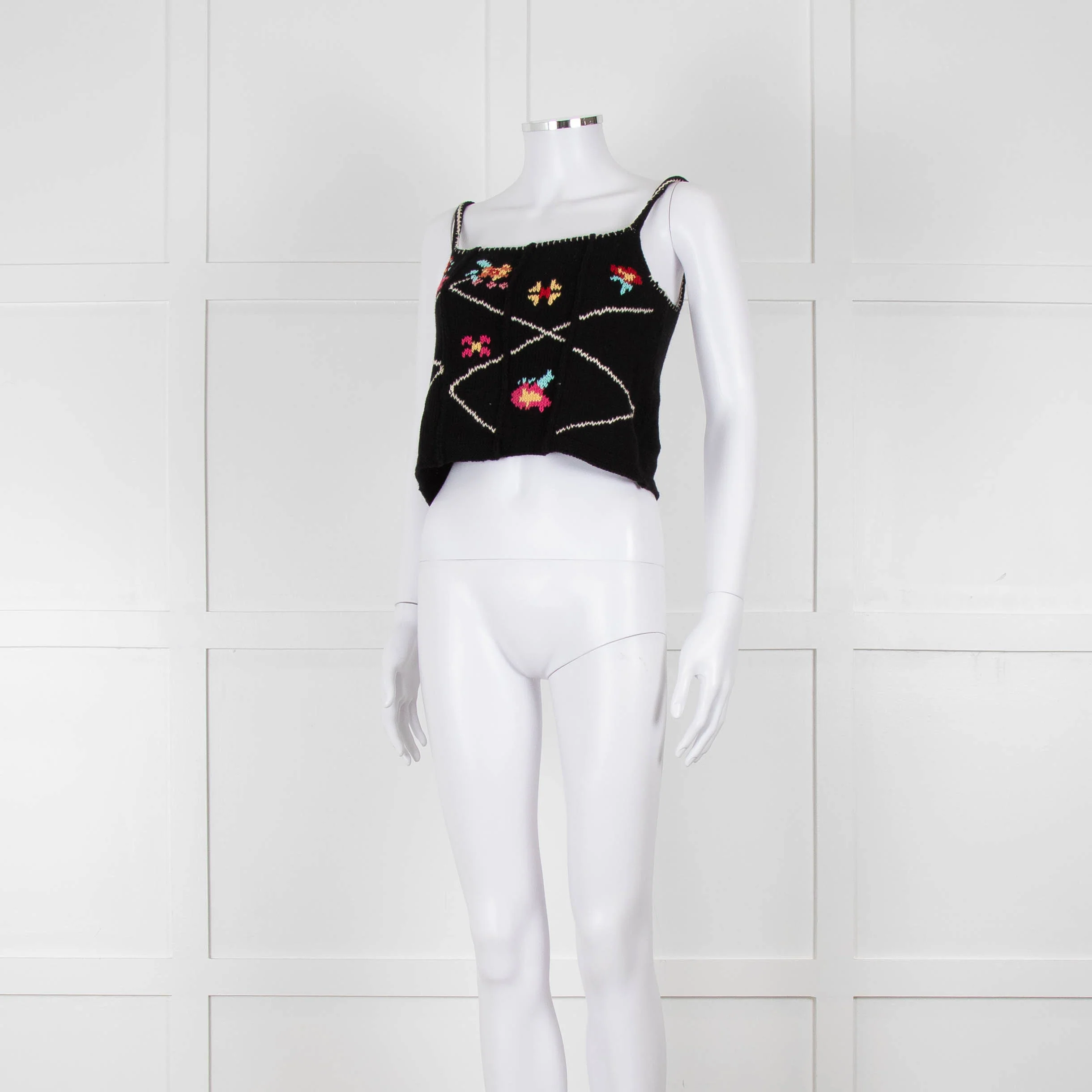 Tach Clothing Black Knitted Crop Top with Flower Motifs - Image 8