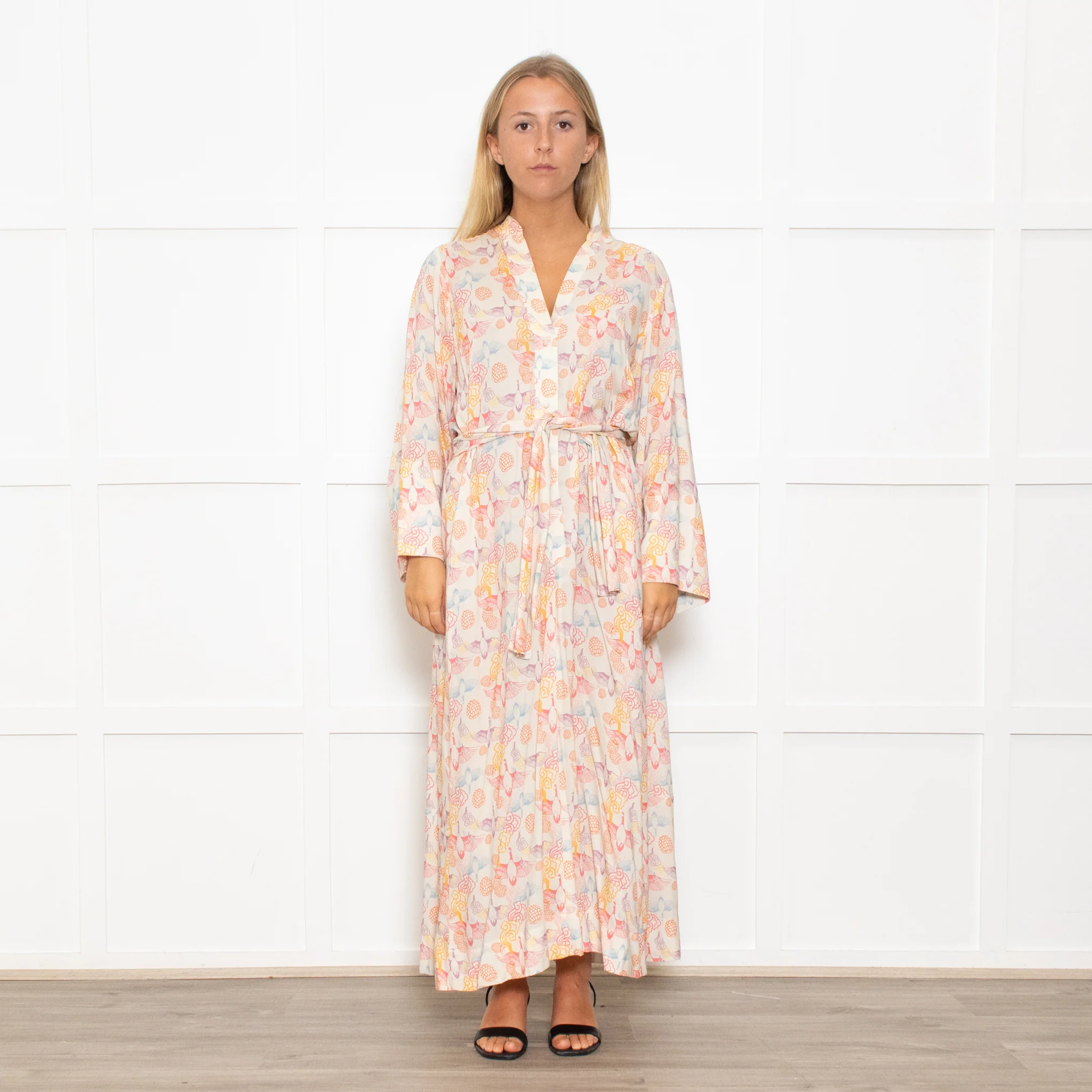 Tallulah & Hope Soft Cream Patterned Midi Dress