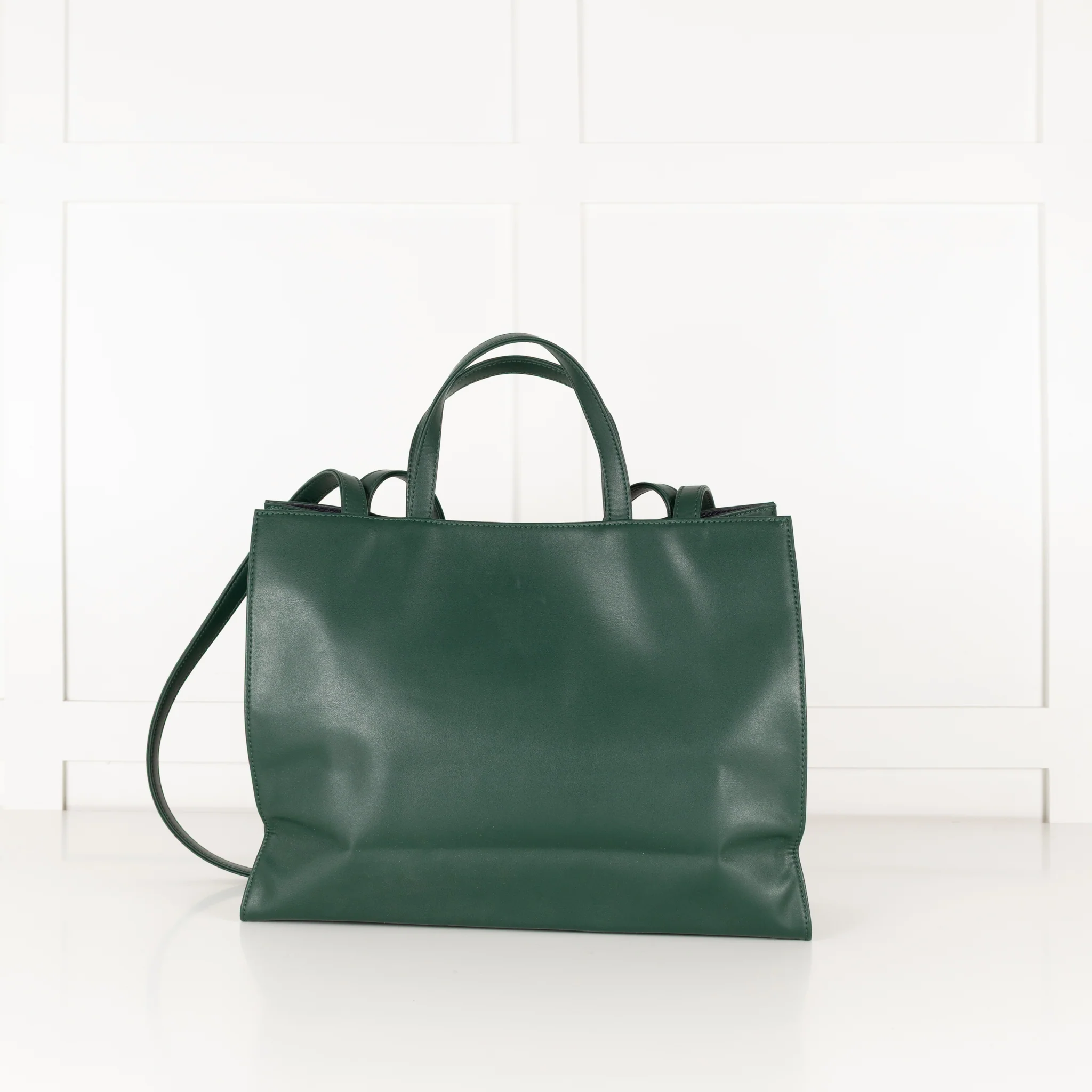 Telfar Dark Green Faux Leather Medium Shopping Bag - Image 6