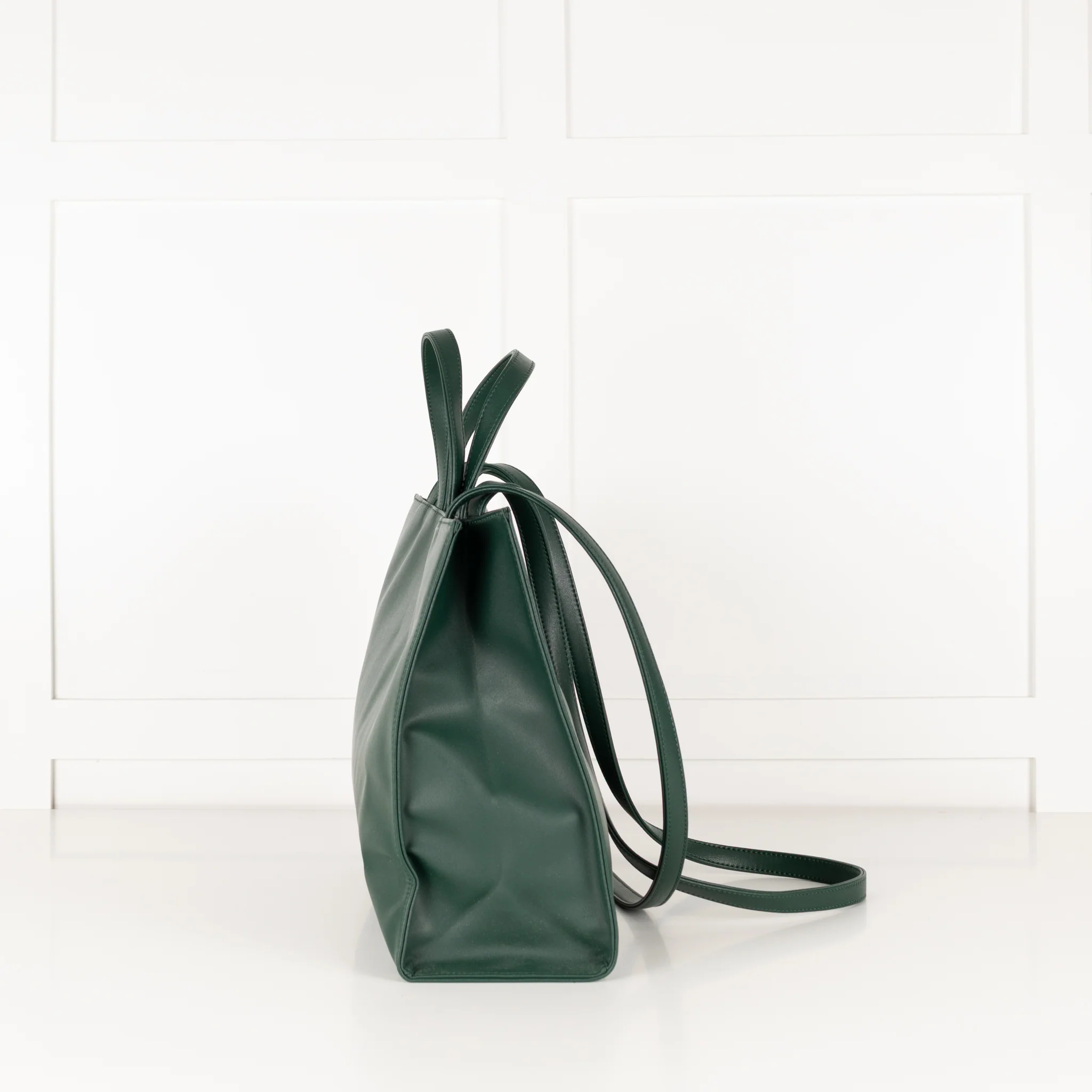 Telfar Dark Green Faux Leather Medium Shopping Bag - Image 8