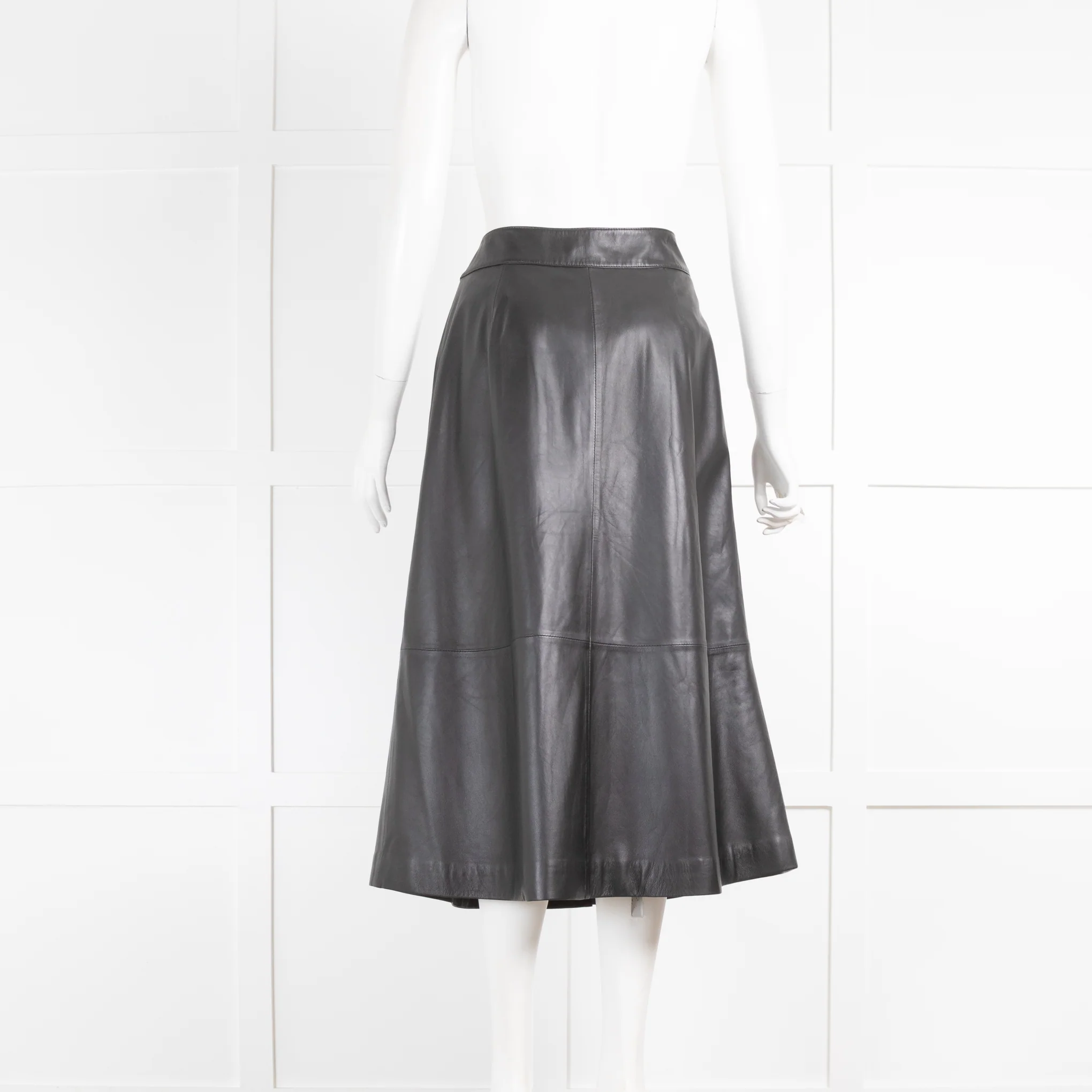 Temperley Black Leather Skirt with Gold Buttons - Image 3