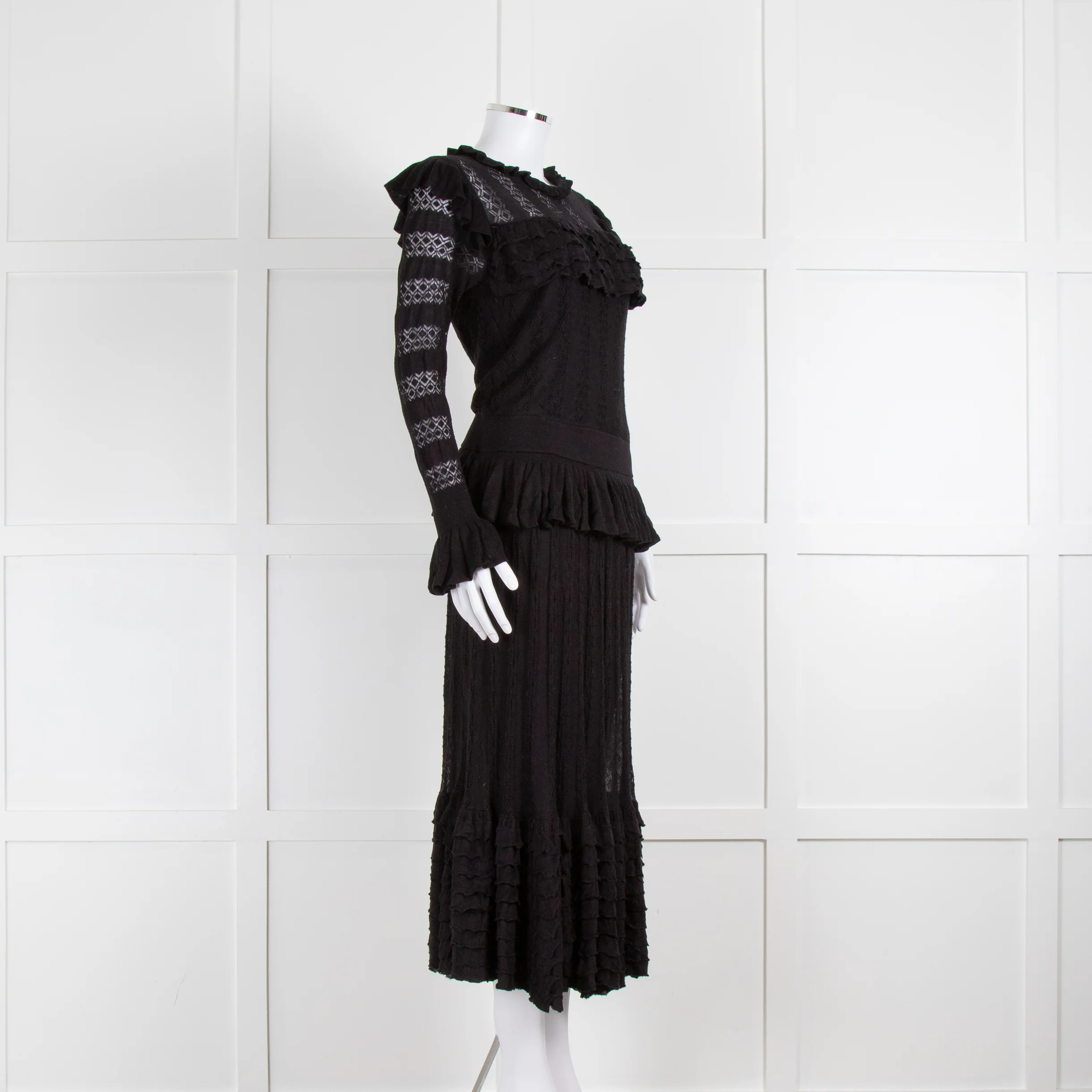 Temperley Black Cypre Pointelle Frill Maxi Dress - Image 2