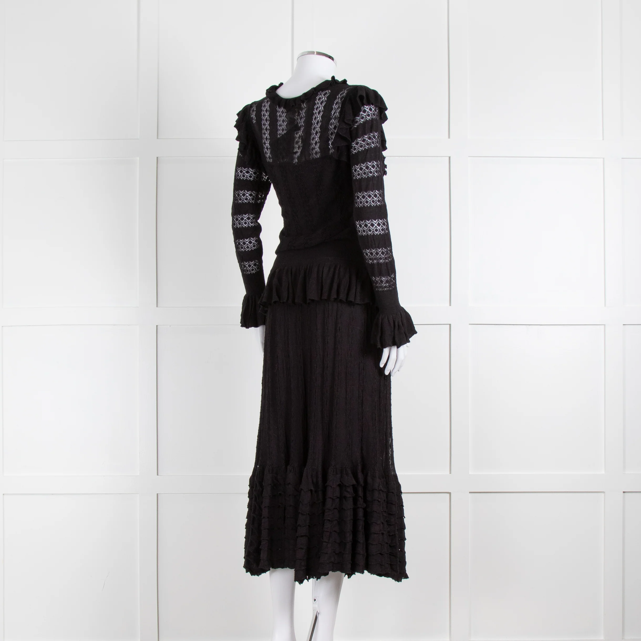 Temperley Black Cypre Pointelle Frill Maxi Dress - Image 4