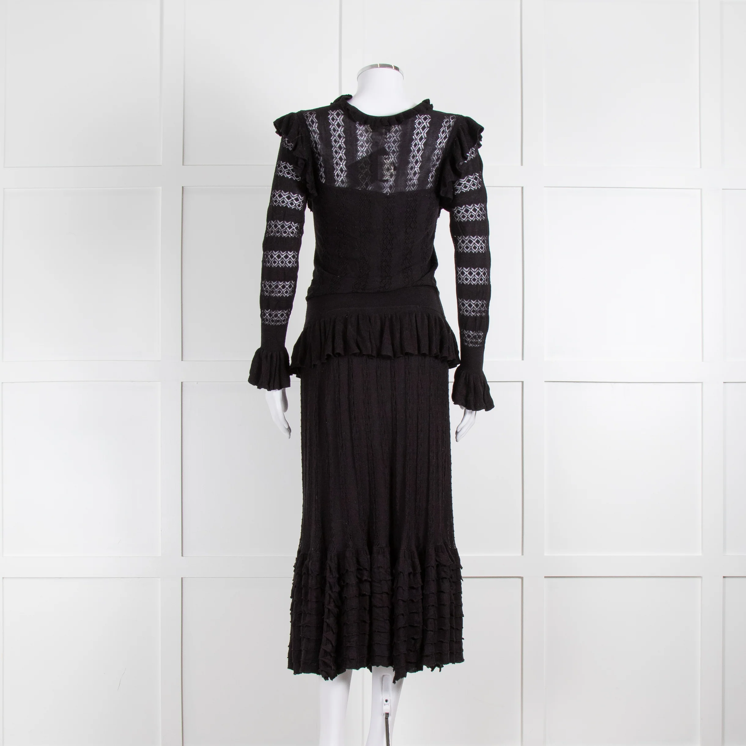 Temperley Black Cypre Pointelle Frill Maxi Dress - Image 5