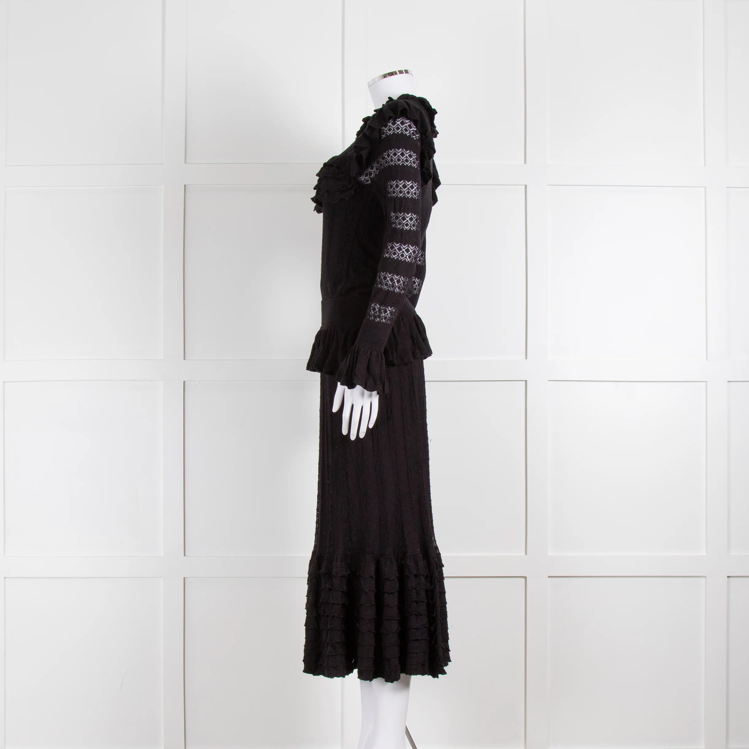 Temperley Black Cypre Pointelle Frill Maxi Dress - Image 7