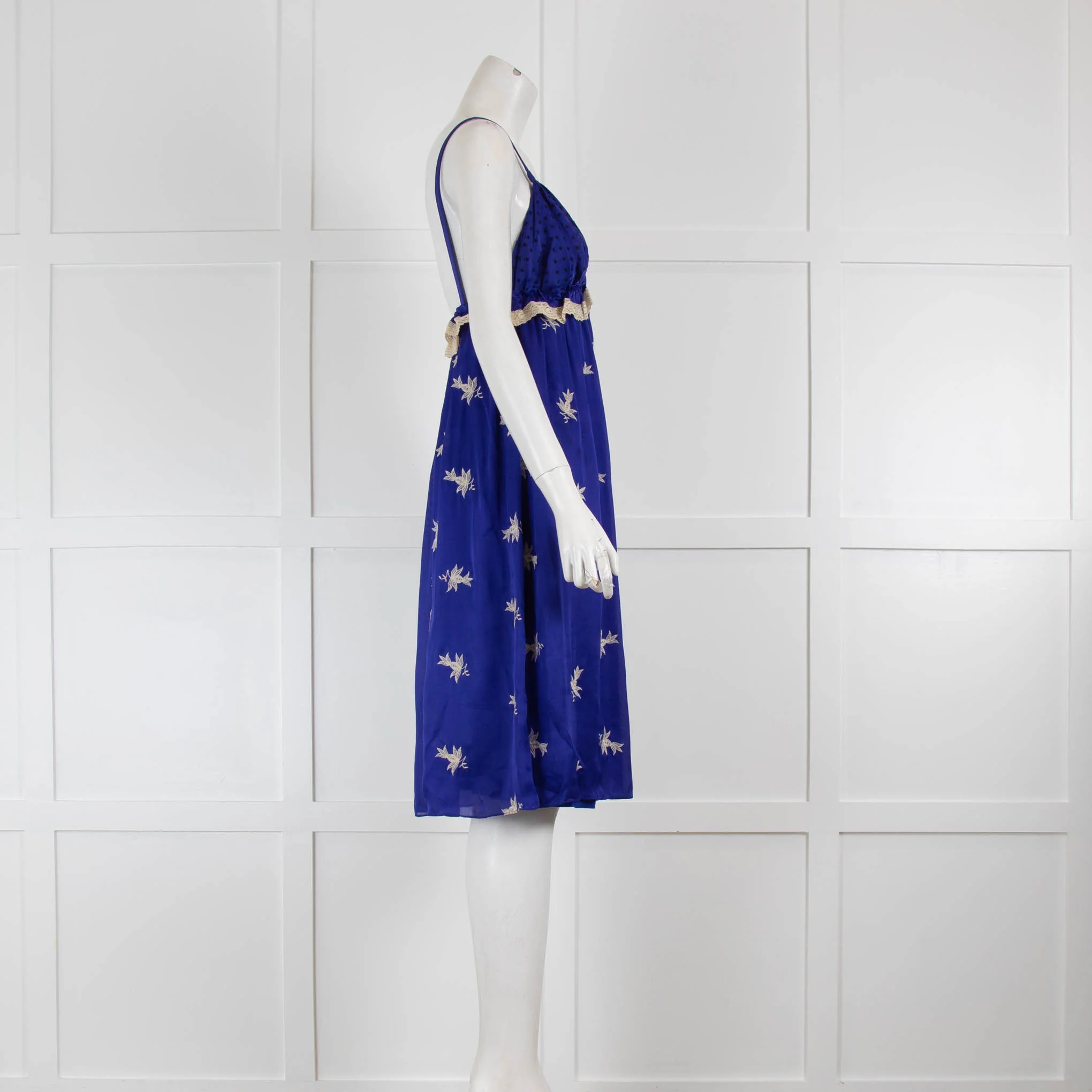 Temperley London Purple Dress with White Embroidery - Image 3