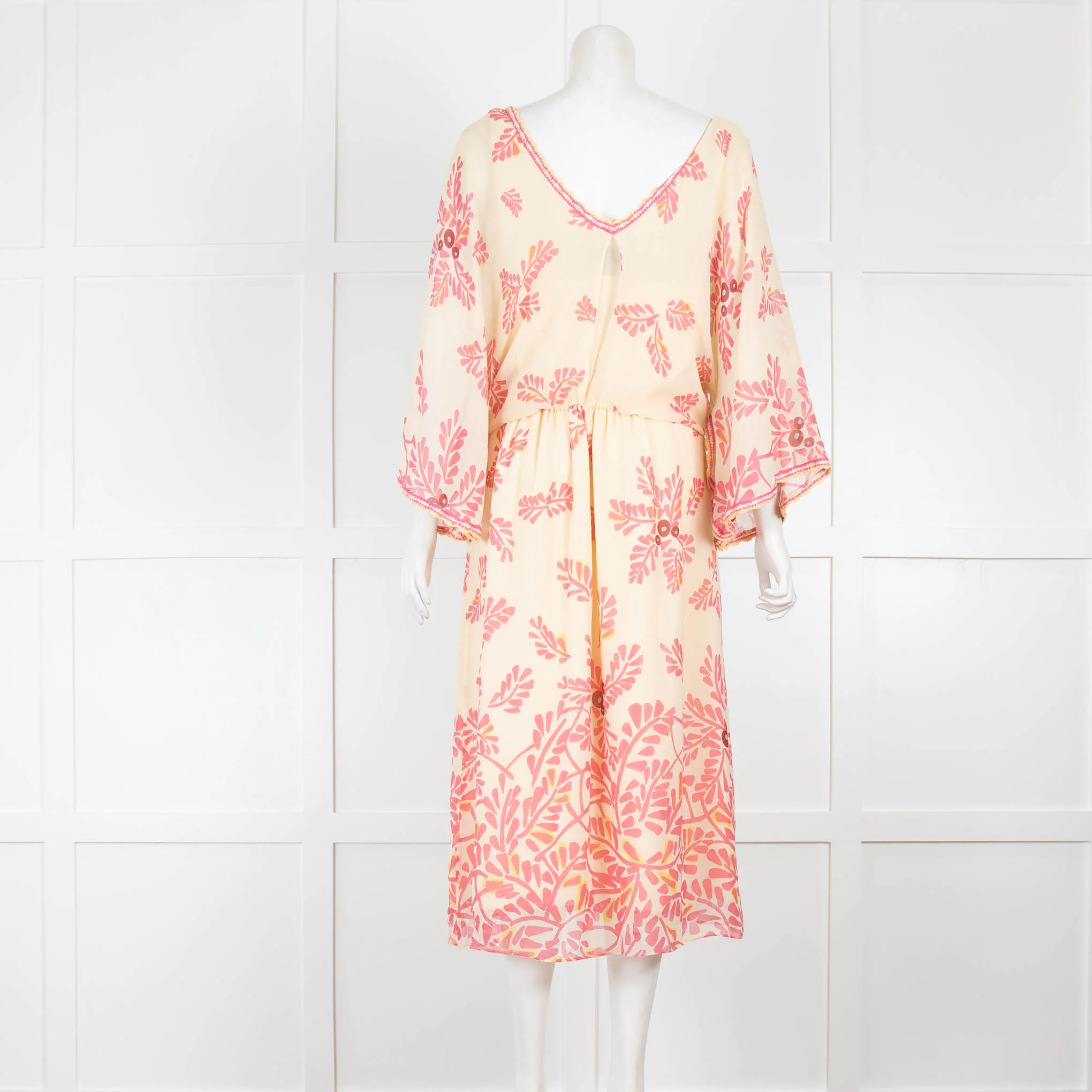 Temperley Pink Leaf Print Midi Dress - Image 3