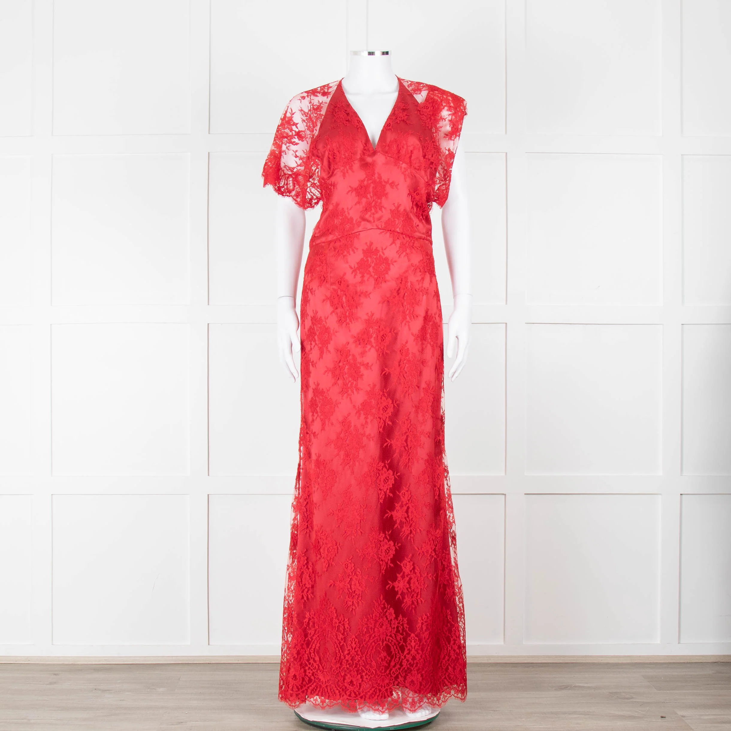 Temperley Red Dress With Lace Overlay