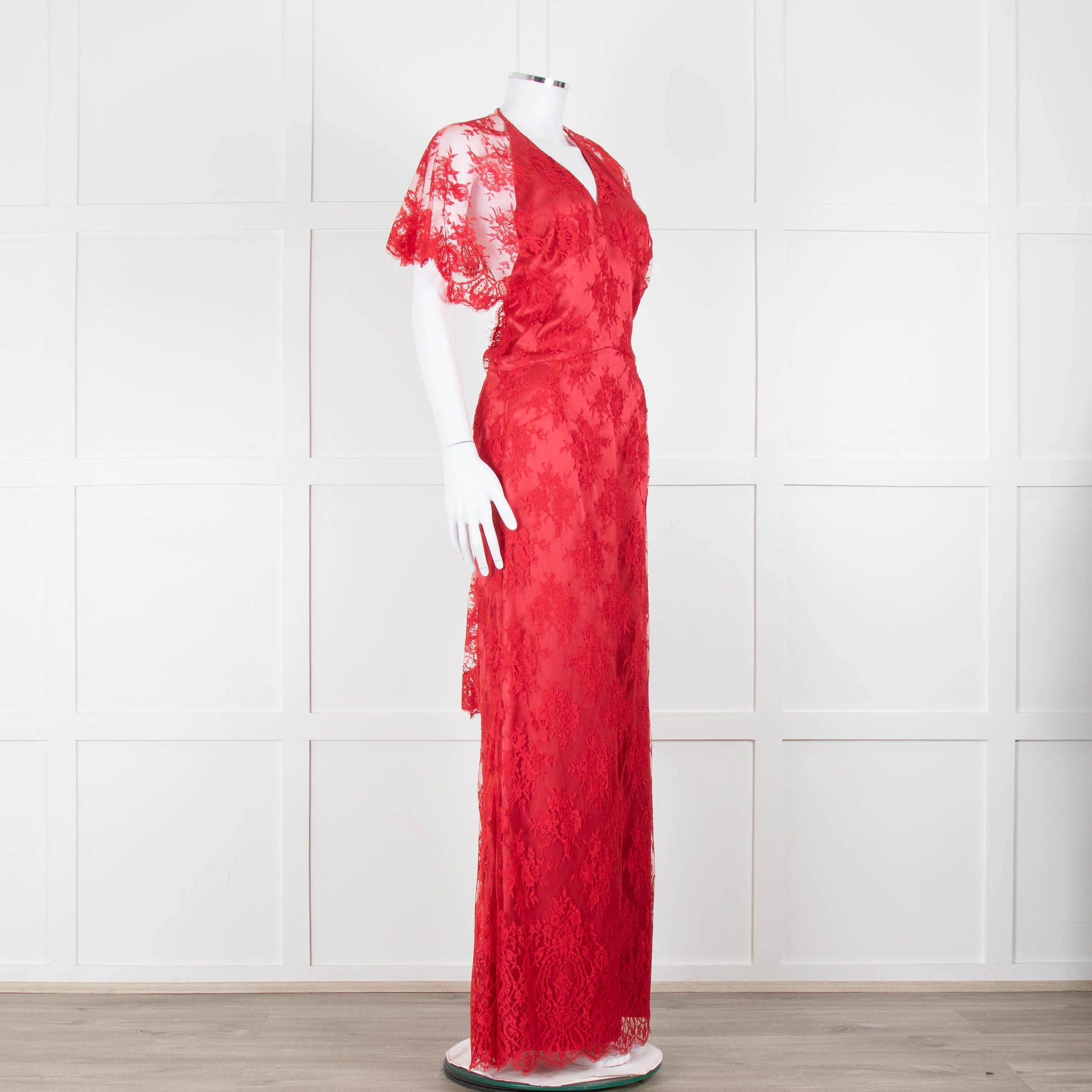 Temperley Red Dress With Lace Overlay - Image 2