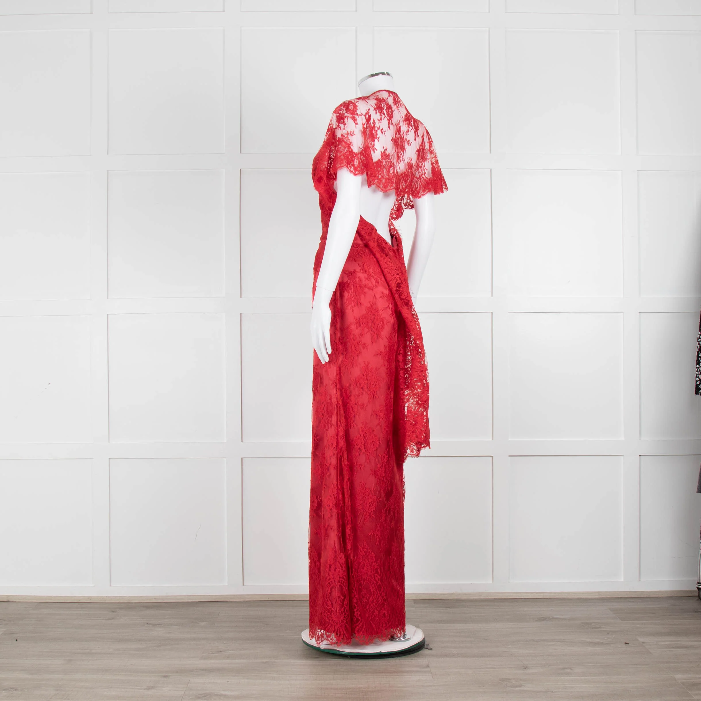 Temperley Red Dress With Lace Overlay - Image 6