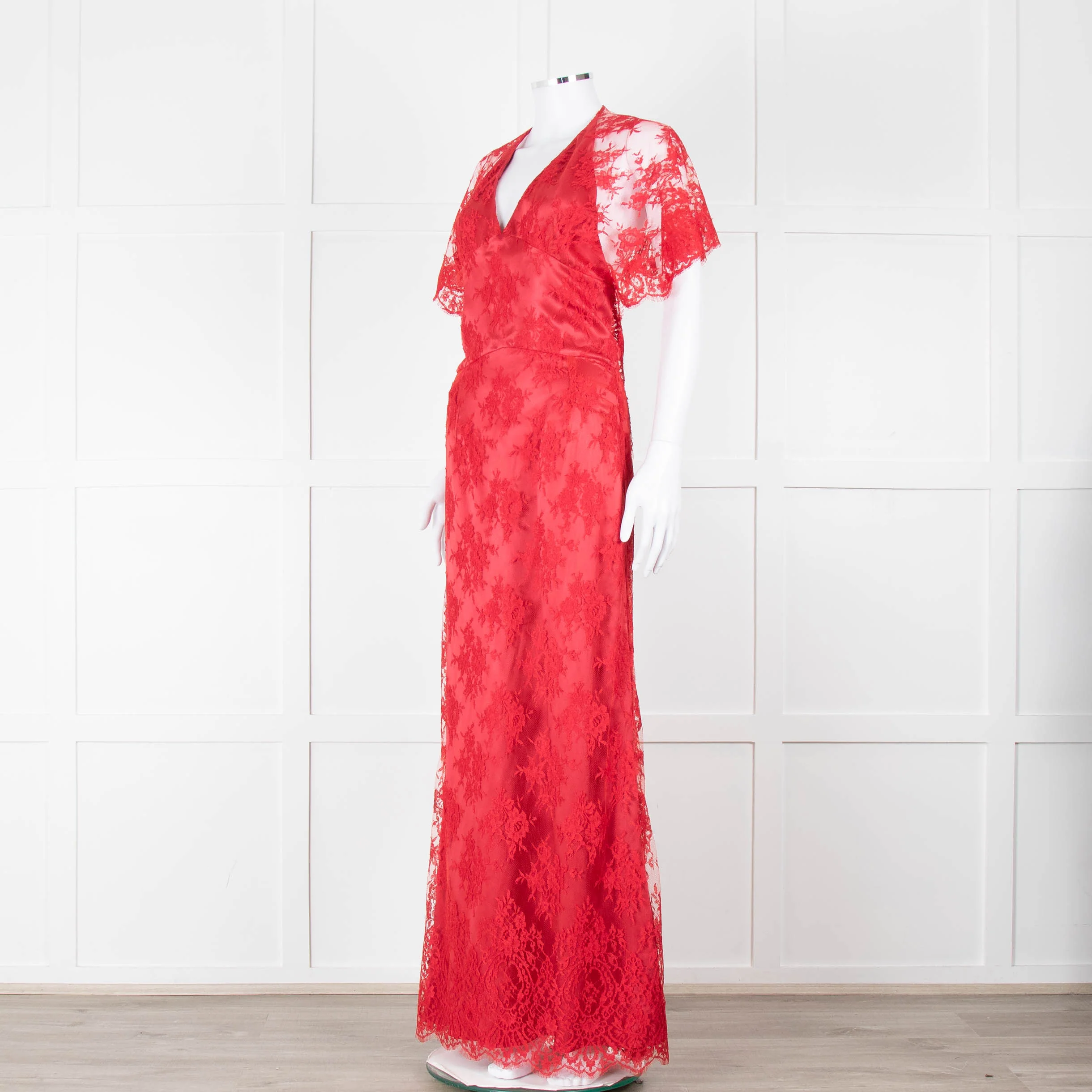 Temperley Red Dress With Lace Overlay - Image 8
