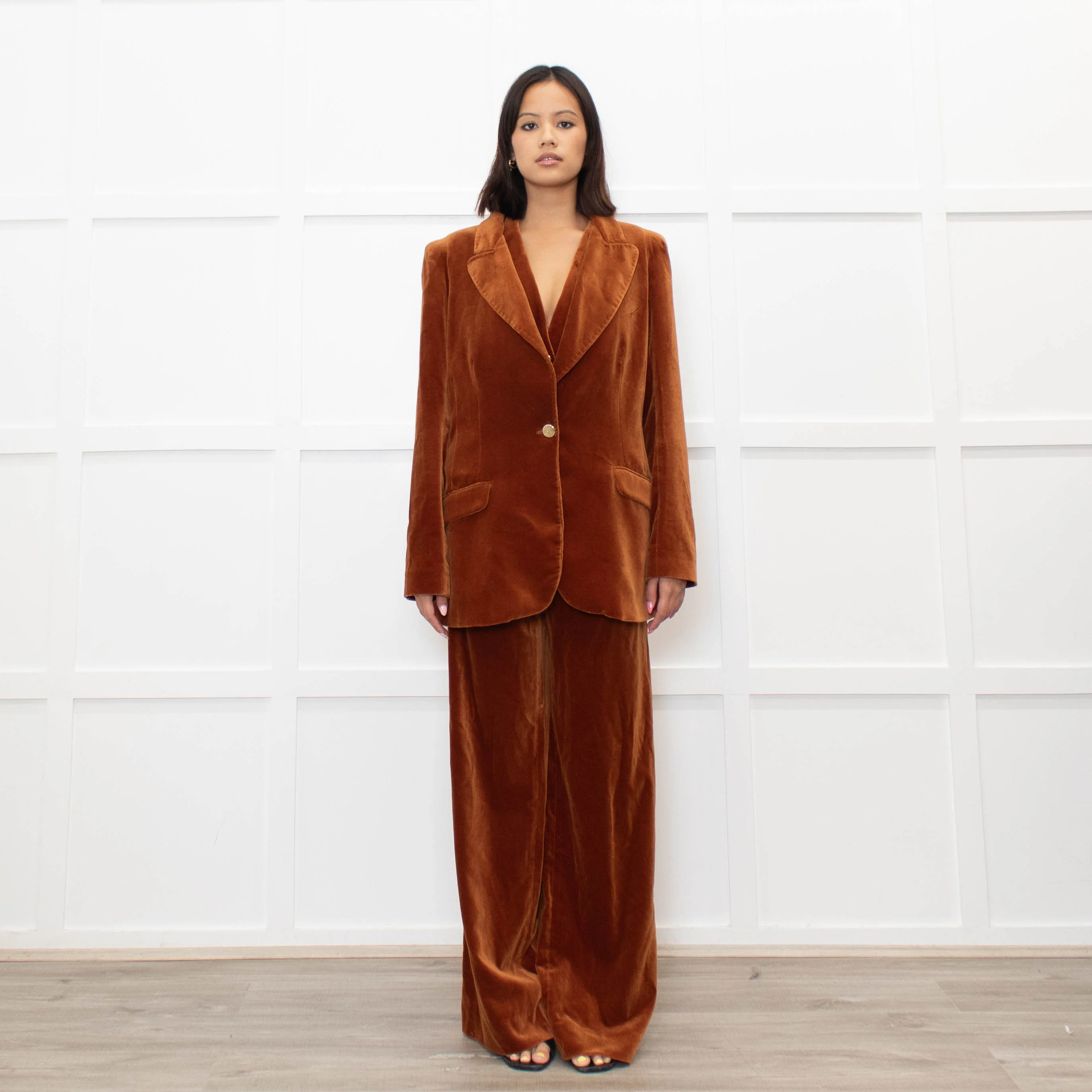 Temperley Rust Velvet 3 Piece Trouser Suit