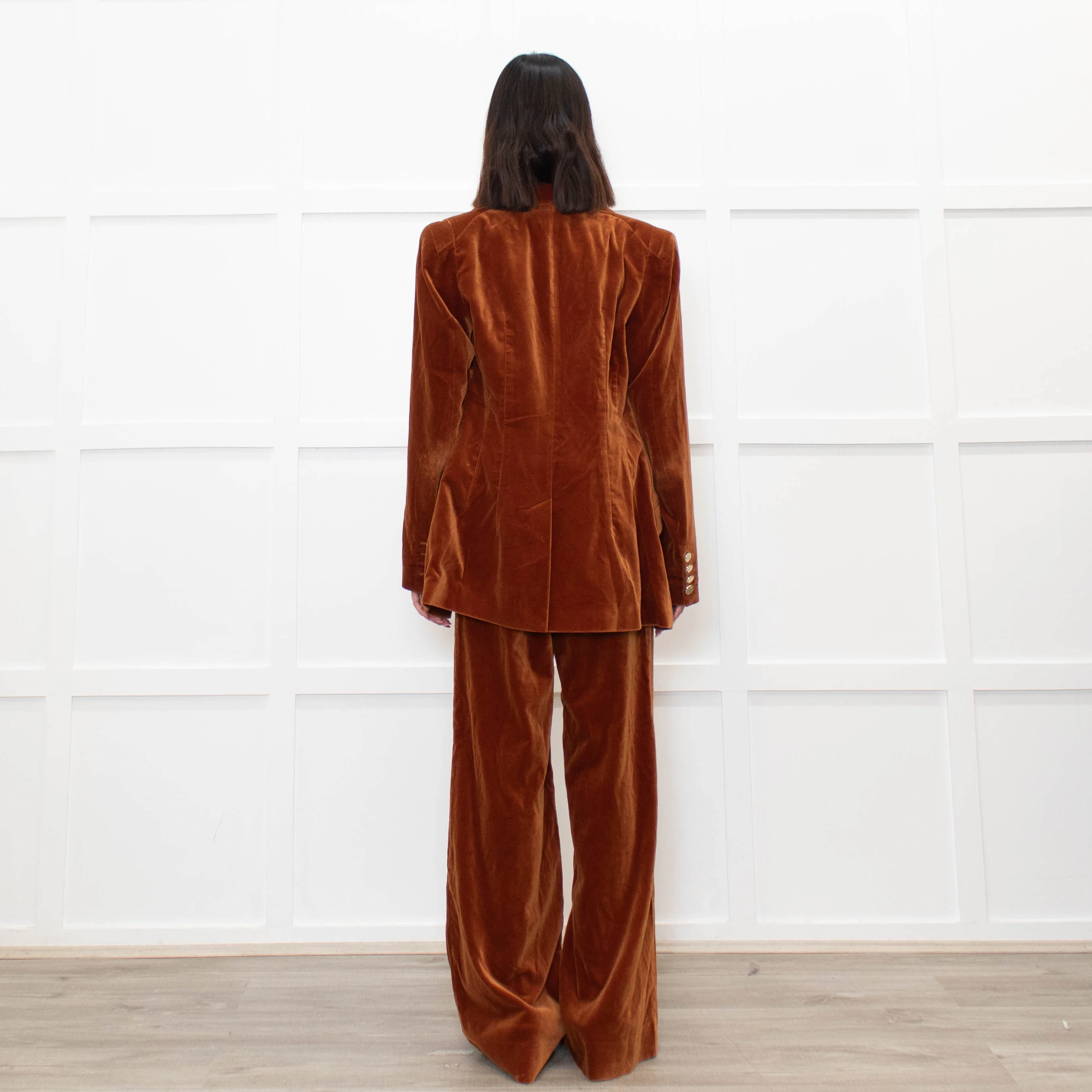 Temperley Rust Velvet 3 Piece Trouser Suit - Image 6