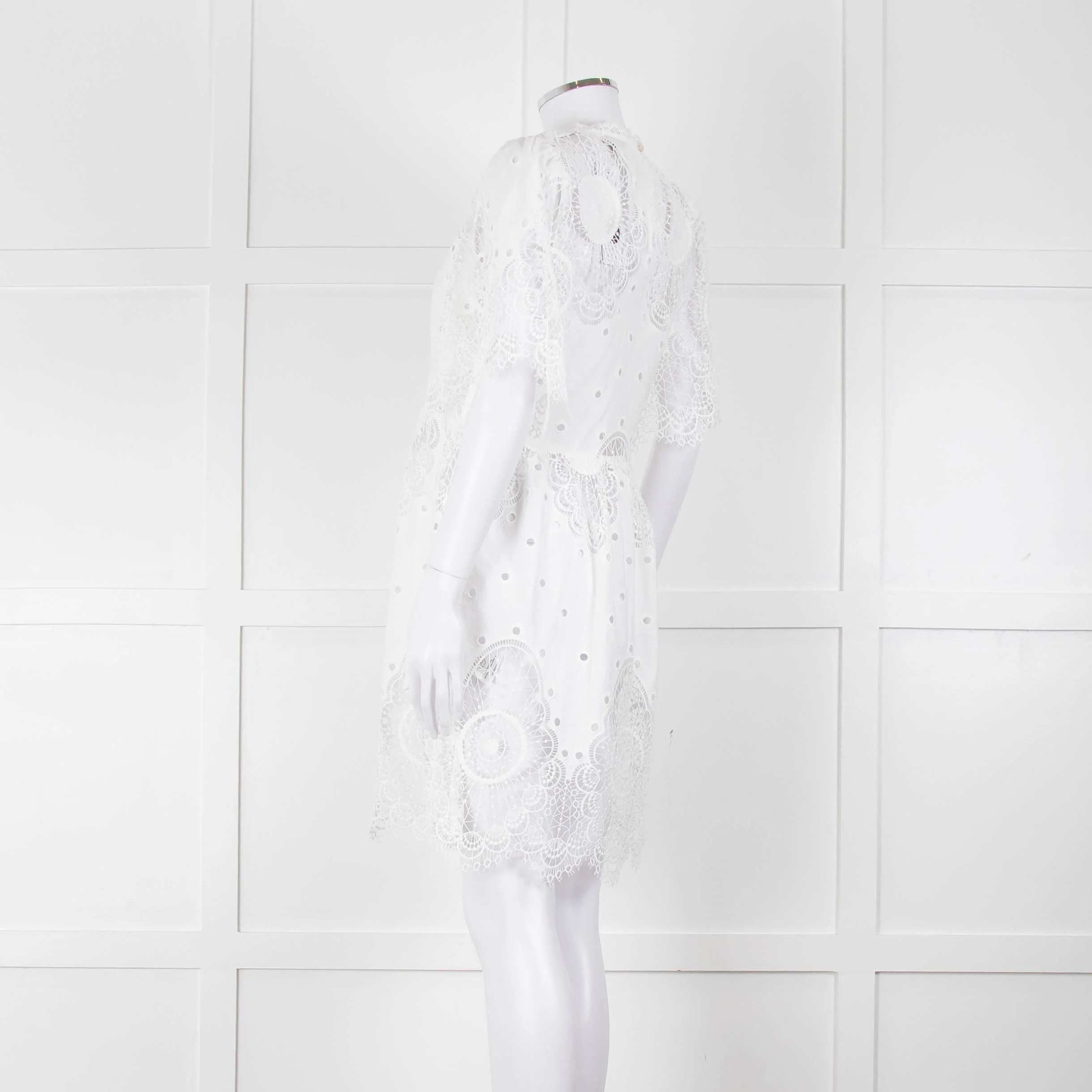 Temperley White Cotton Mix Broderie Anglaise Short Dress With Slip - Image 6
