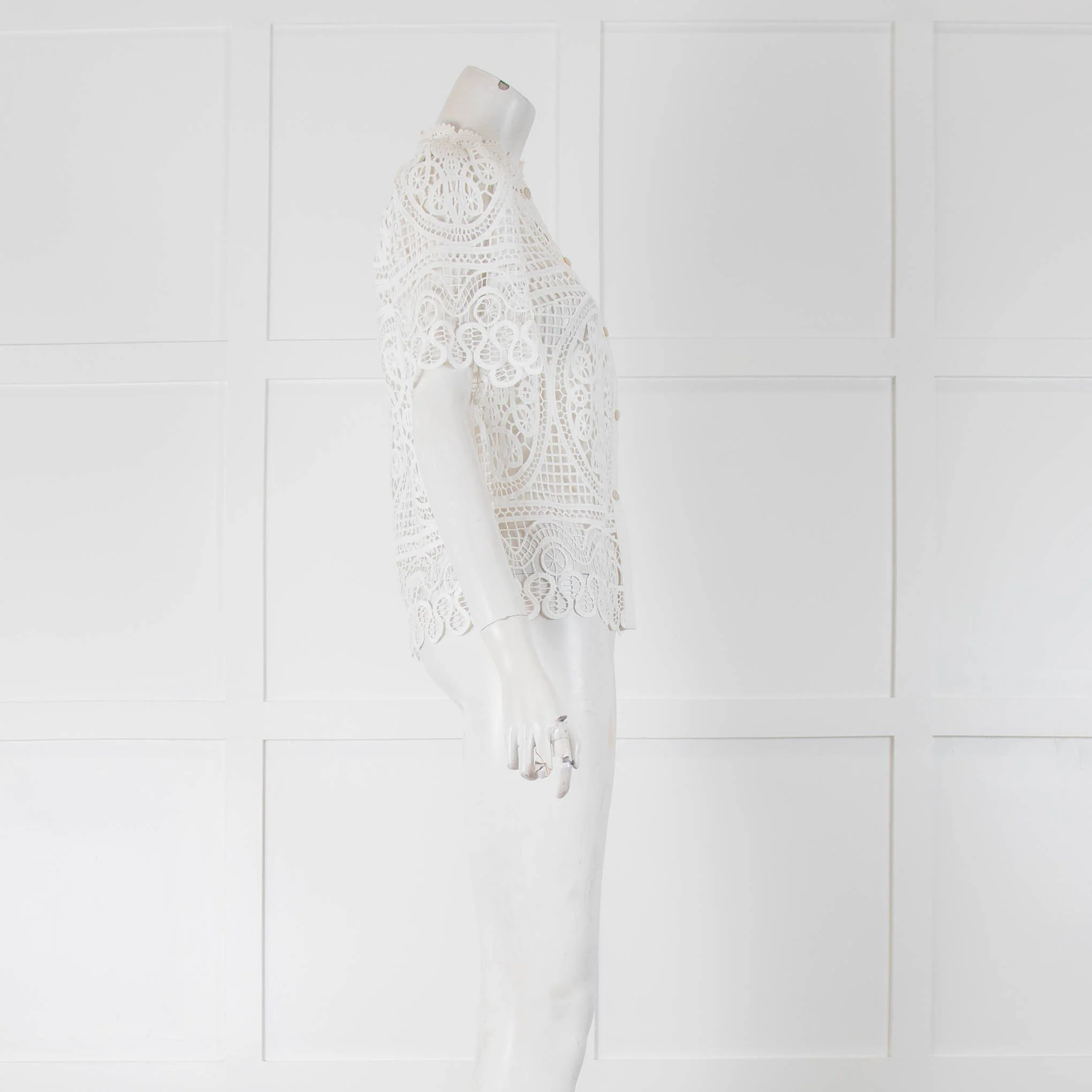 Temperley White Crochet Short Sleeve Blouse - Image 2