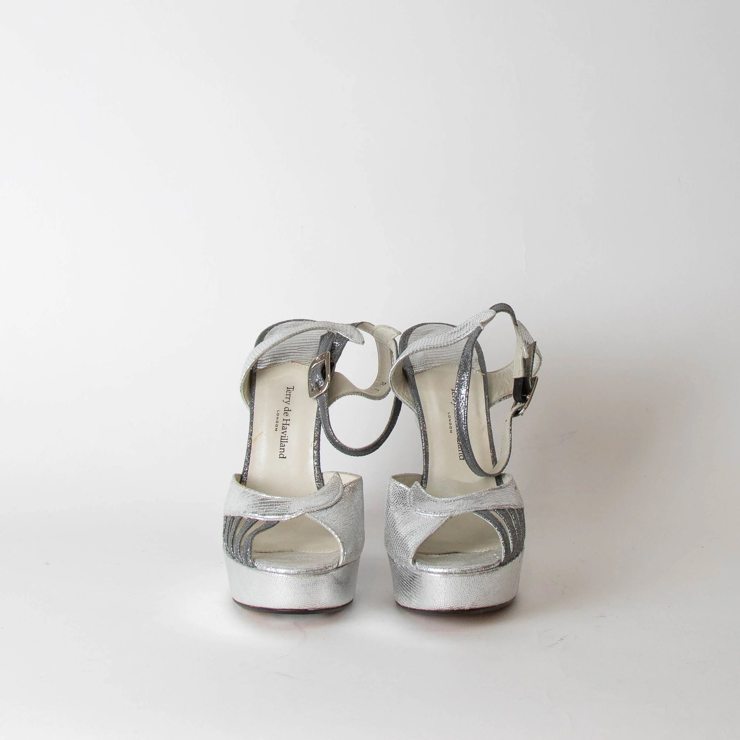Terry De Havilland Silver Python Wedge Sandal - Image 2