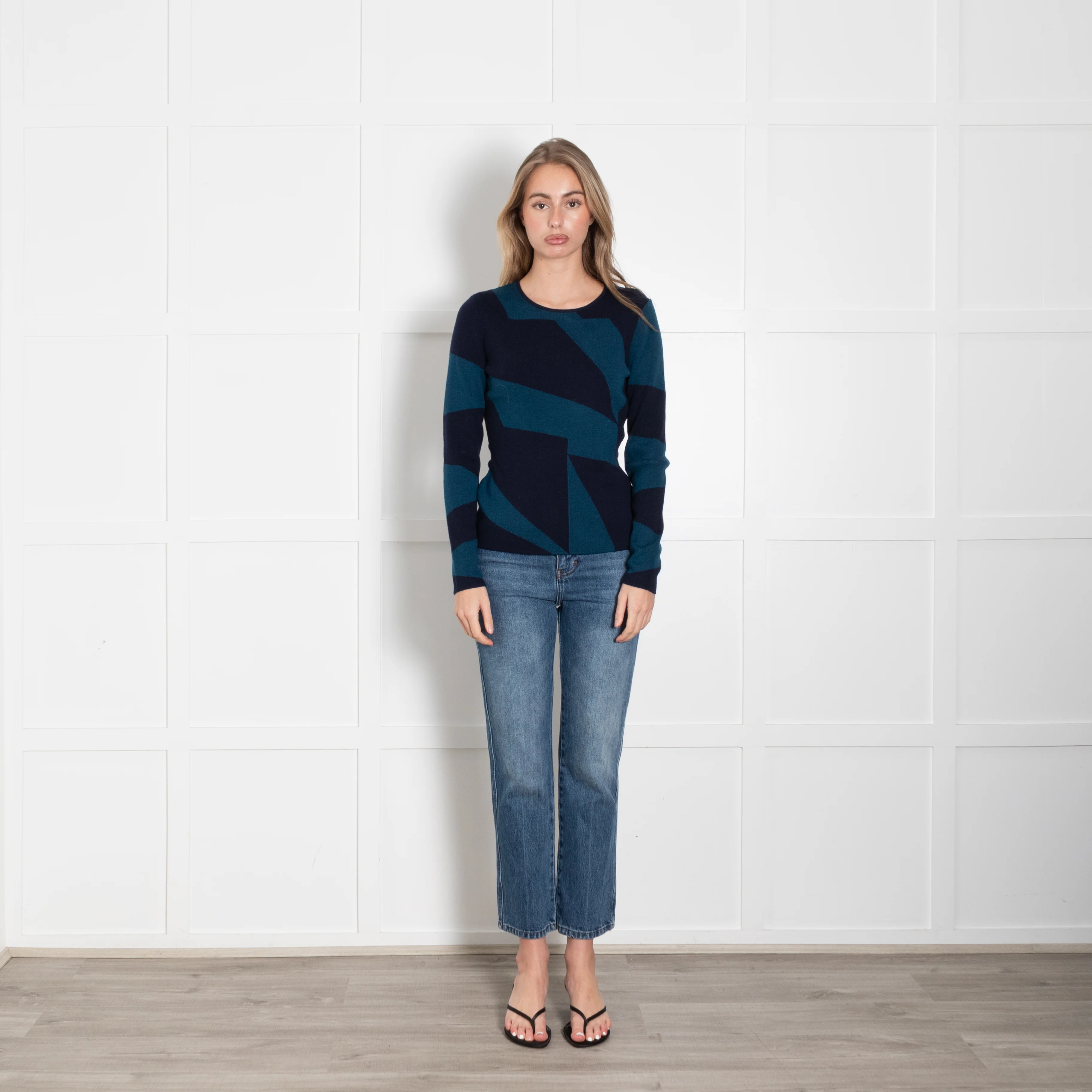 The Fold Blue Patterned Merino Wool Jumper