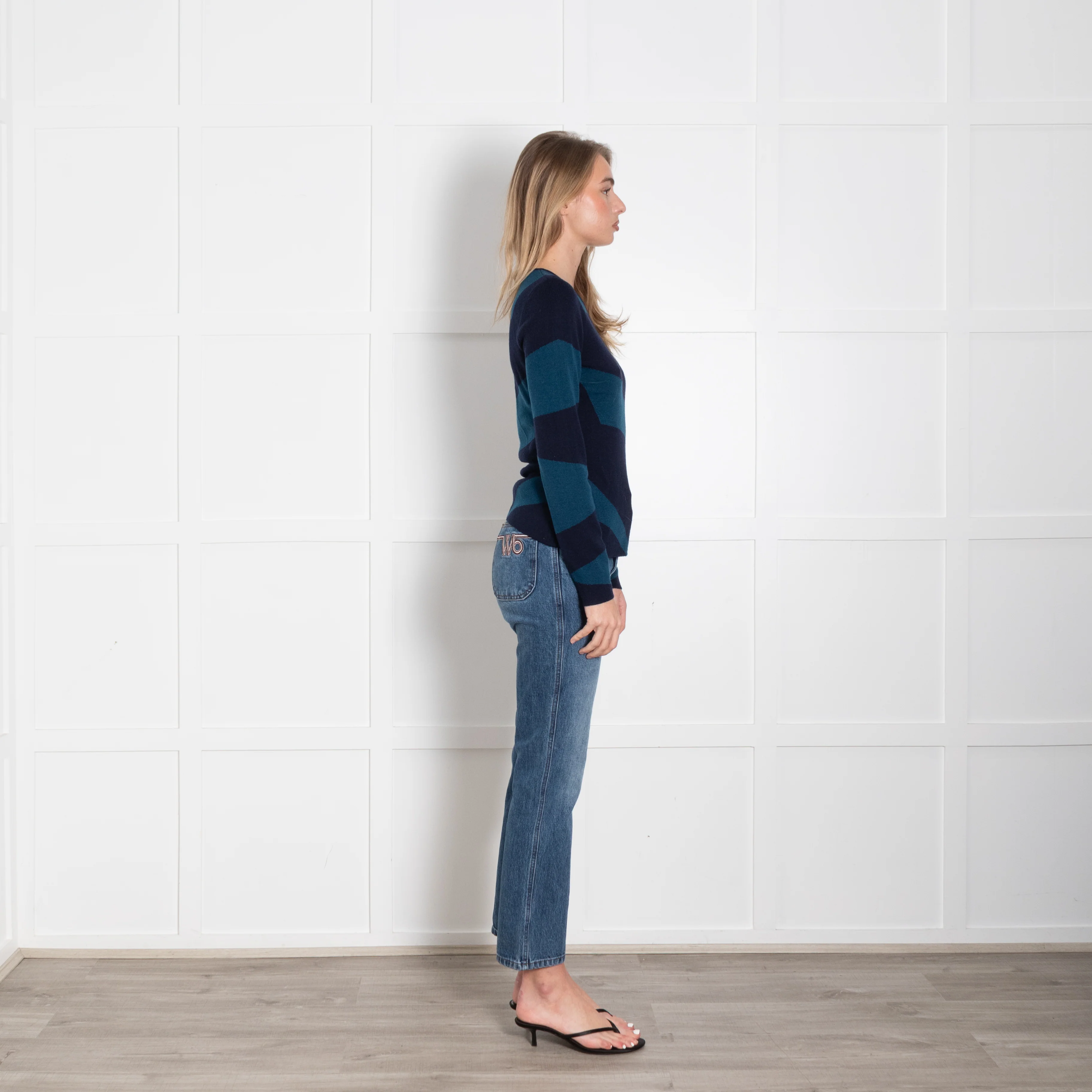 The Fold Blue Patterned Merino Wool Jumper - Image 6